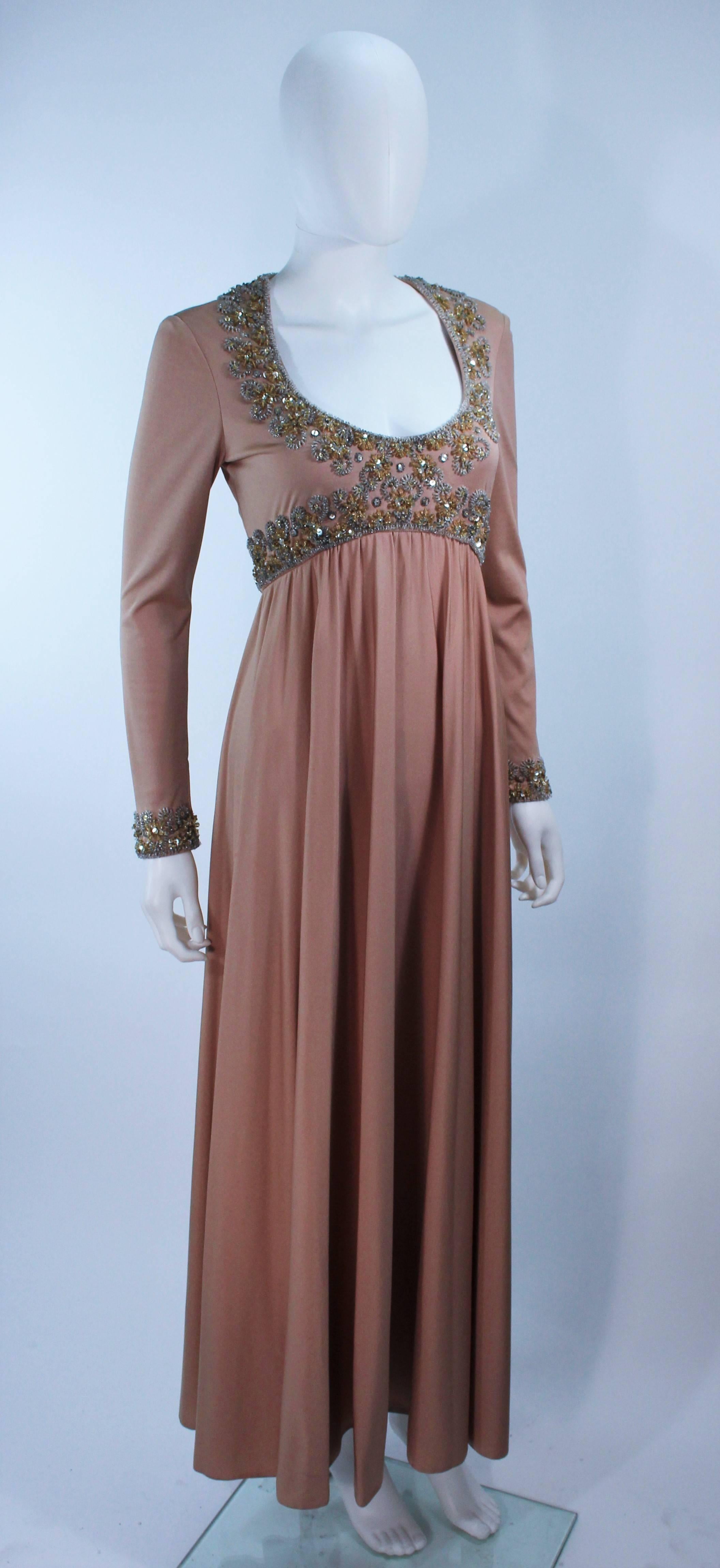 Women's VICTORIA ROYAL Toffee Jersey Embellished Gown Size 6 8 For Sale