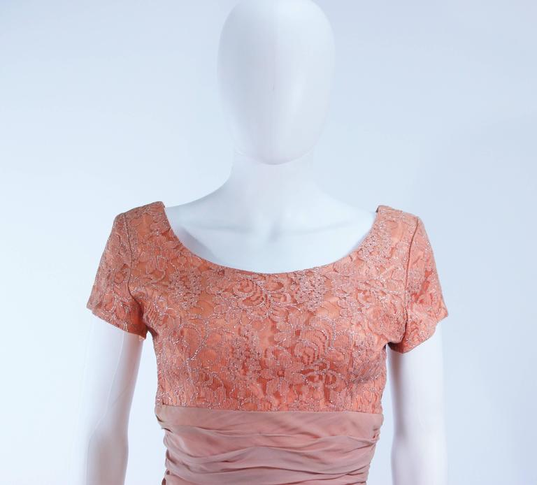 1950's Peach Metallic Lace Short Sleeve Cocktail Dress Size 6 For Sale ...