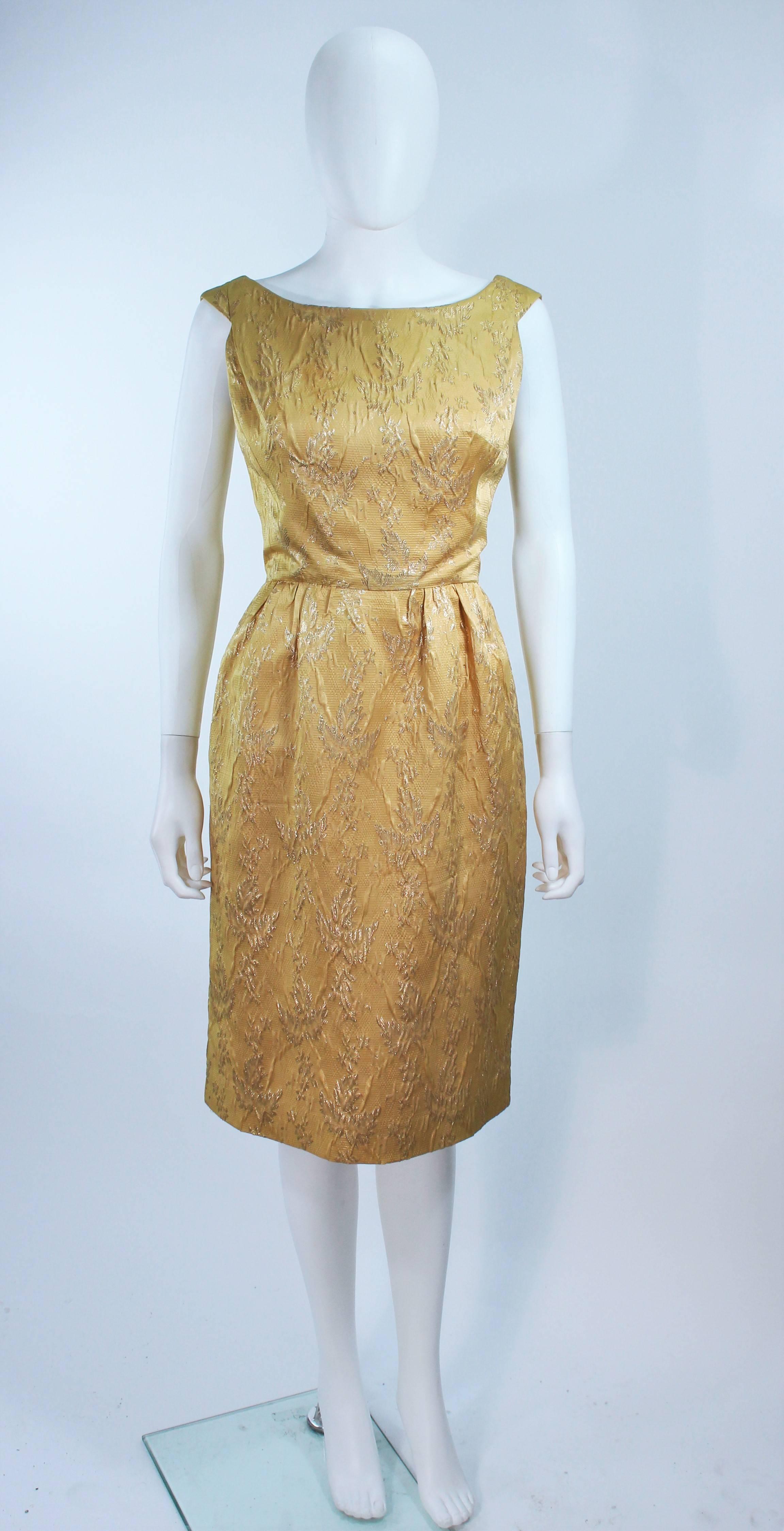 ANDREW ARKON - Ensemble robe en brocart jaune, taille 4, années 1960 en vente 3