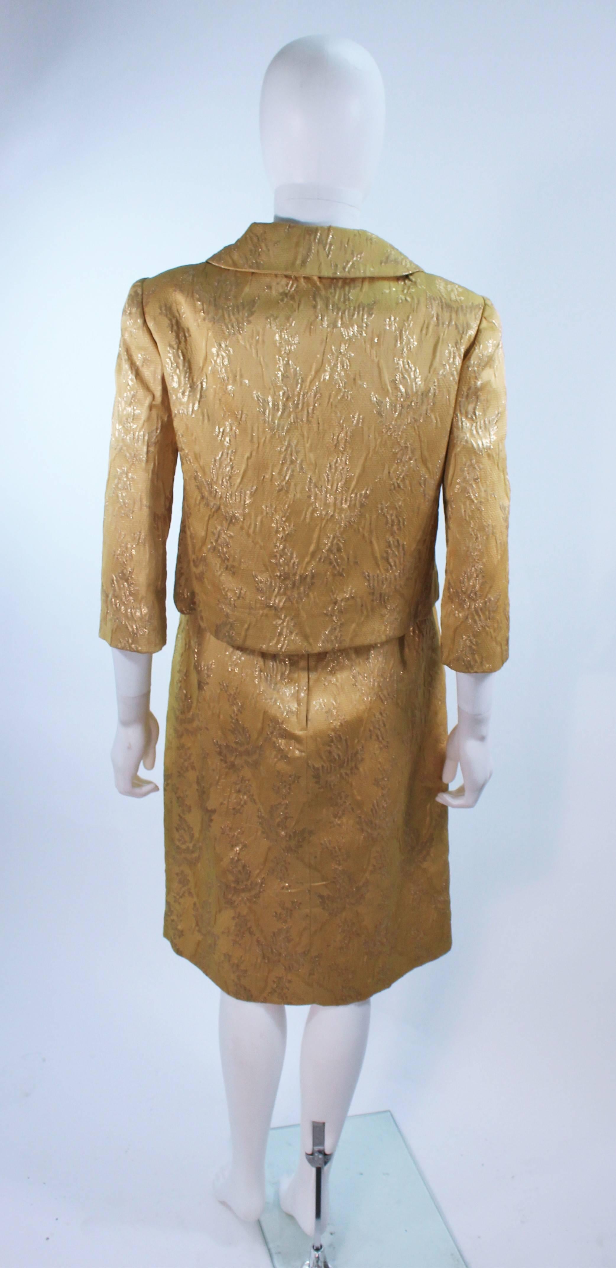 ANDREW ARKON 1960's Yellow Brocade Dress Ensemble Size 4 For Sale 2