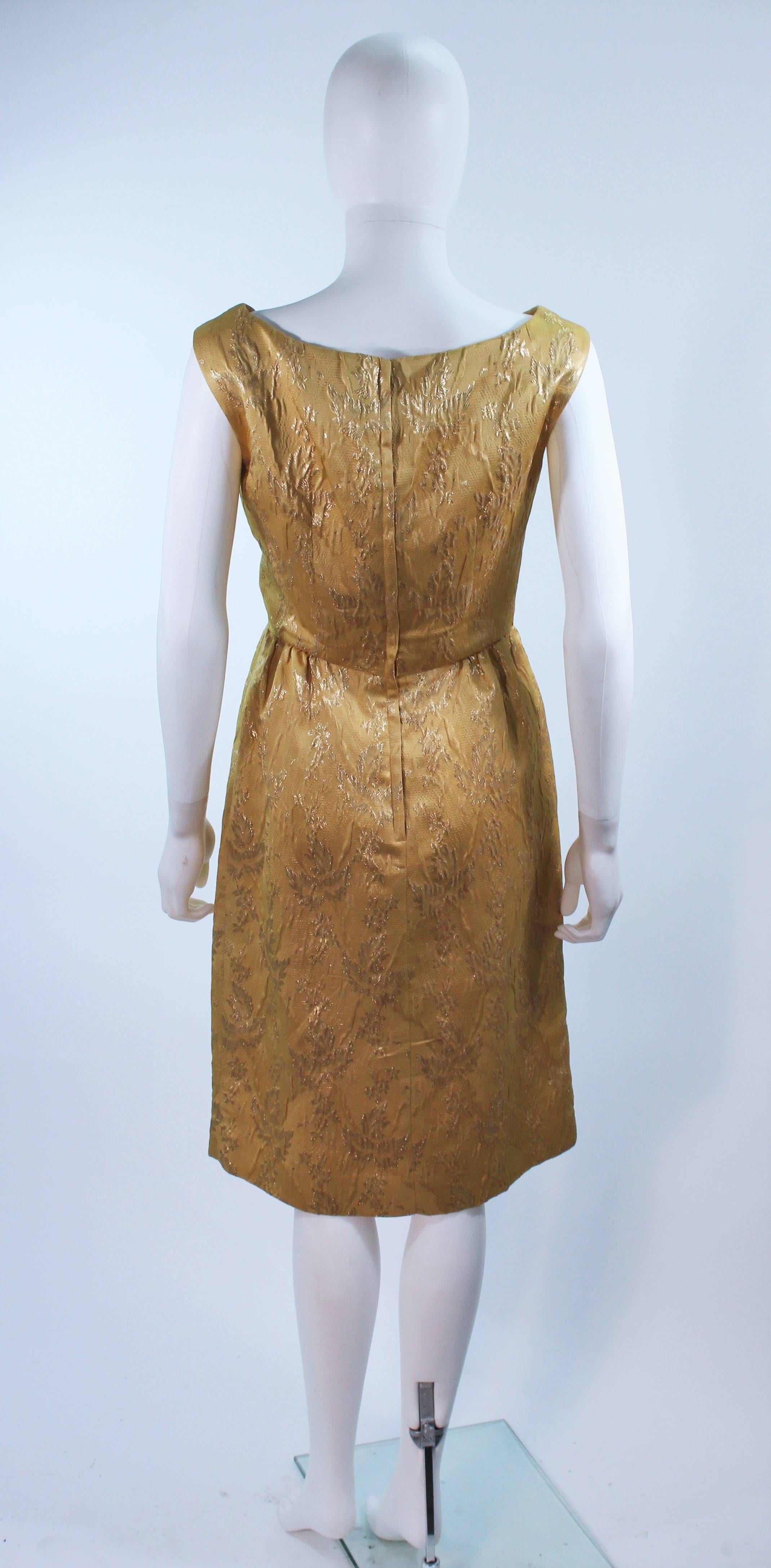 ANDREW ARKON 1960's Yellow Brocade Dress Ensemble Size 4 For Sale 5