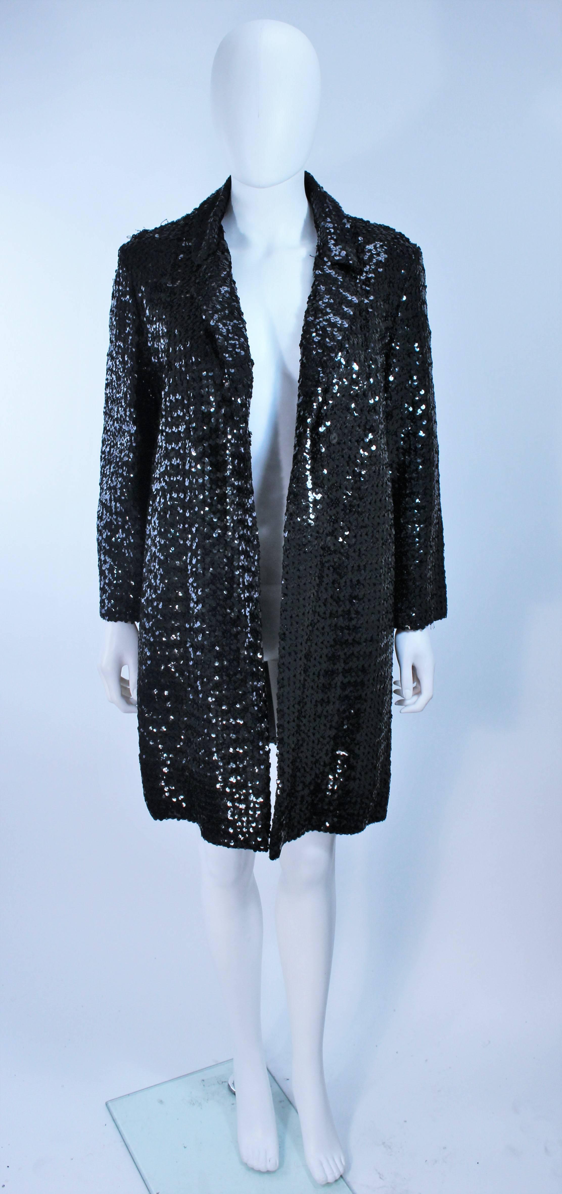 SA'BETT CALIFORNIA 1960's Black Sequin Coat and Dress Ensemble Size 6 5