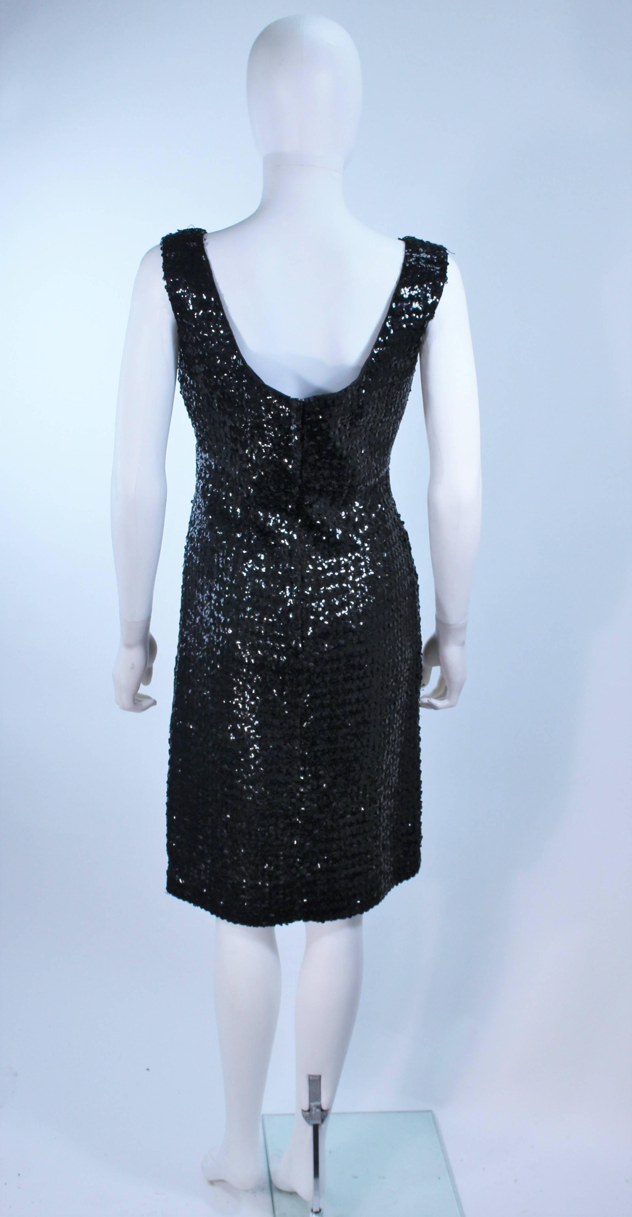 SA'BETT CALIFORNIA 1960's Black Sequin Coat and Dress Ensemble Size 6 4