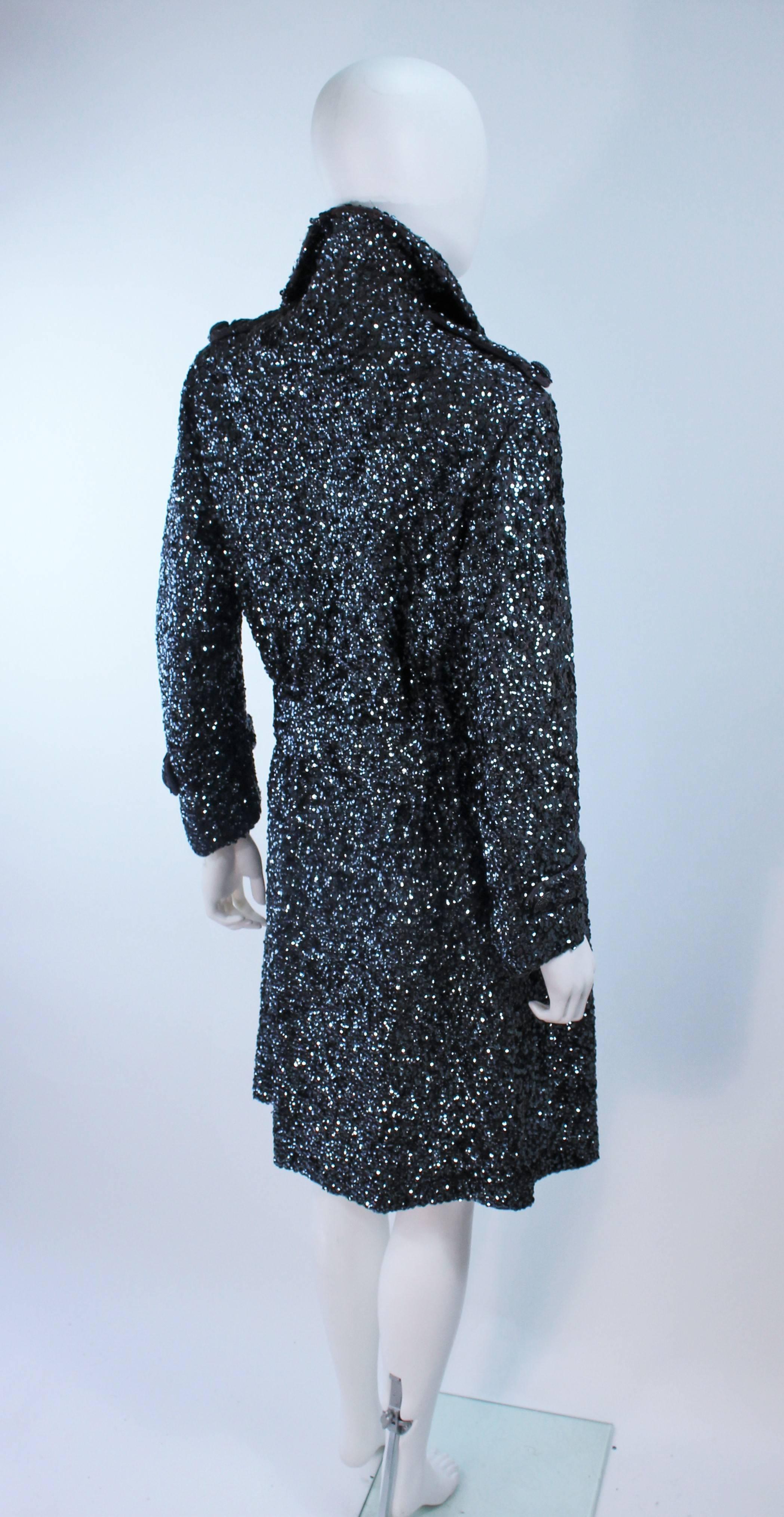 Women's BULLOCKS WILSHIRE Gunmetal Wool Sequin Trench Coat Size 6 For Sale