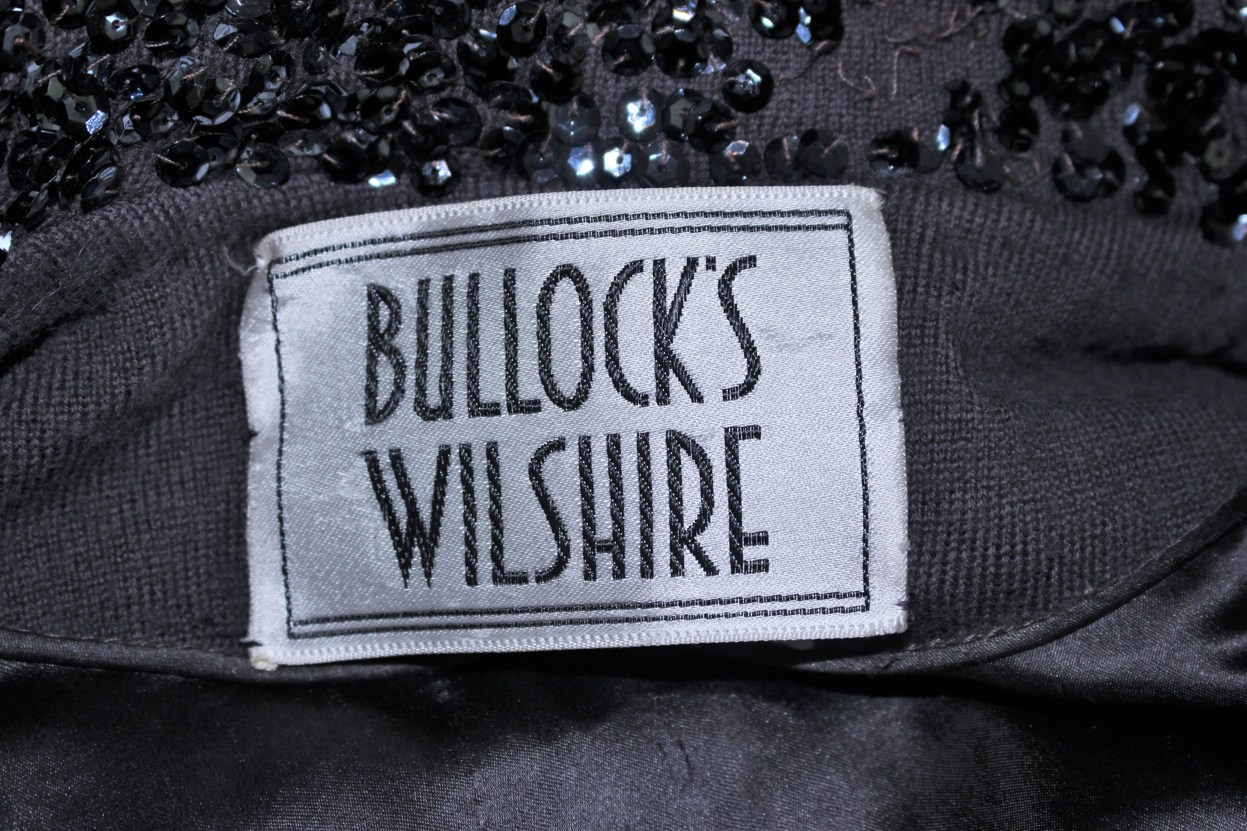 BULLOCKS WILSHIRE Gunmetal Wool Sequin Trench Coat Size 6 For Sale 3