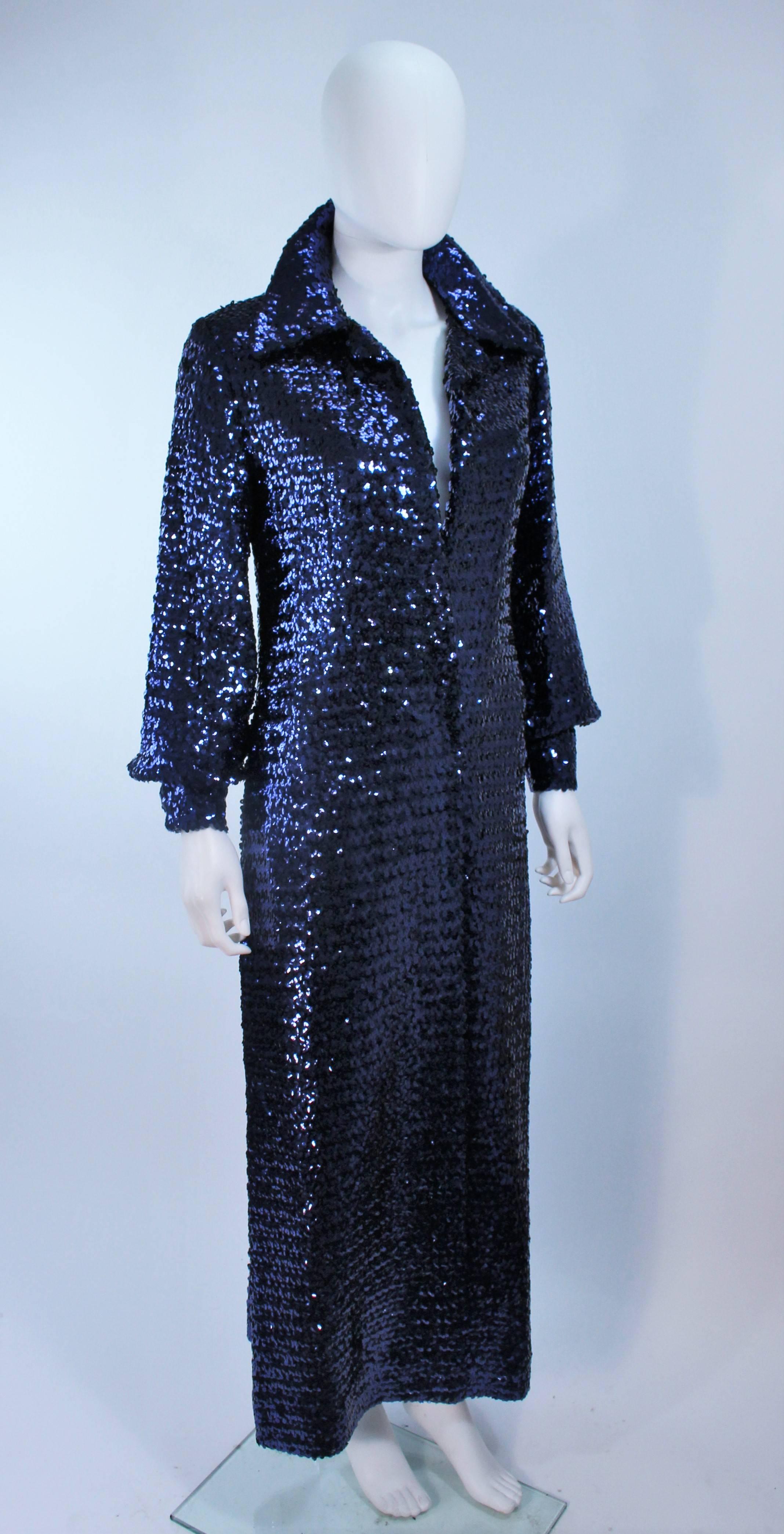 Women's Vintage JILL RICHARDS Full Length Blue Sequin Coat Size 4 6