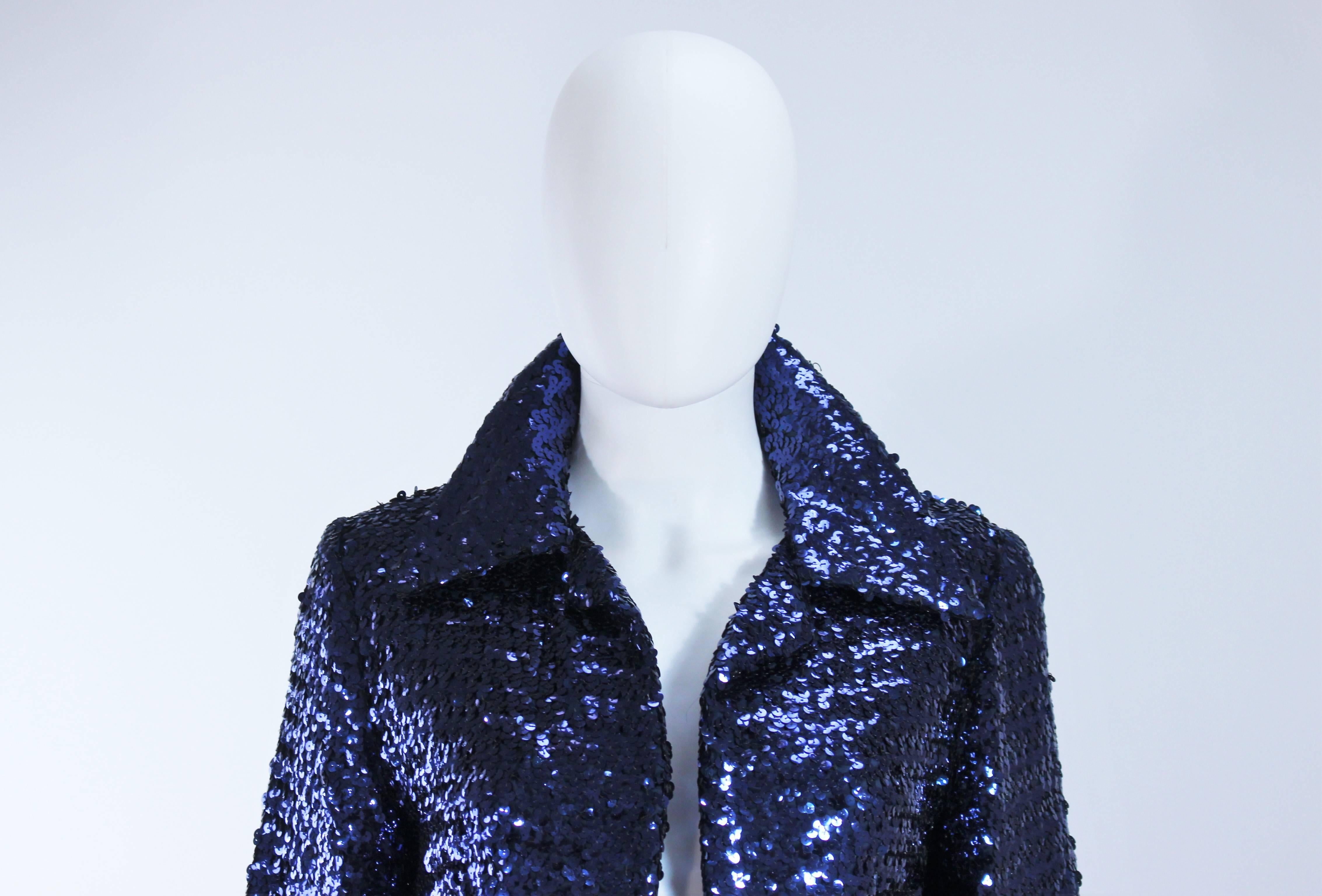 Vintage JILL RICHARDS Full Length Blue Sequin Coat Size 4 6 1