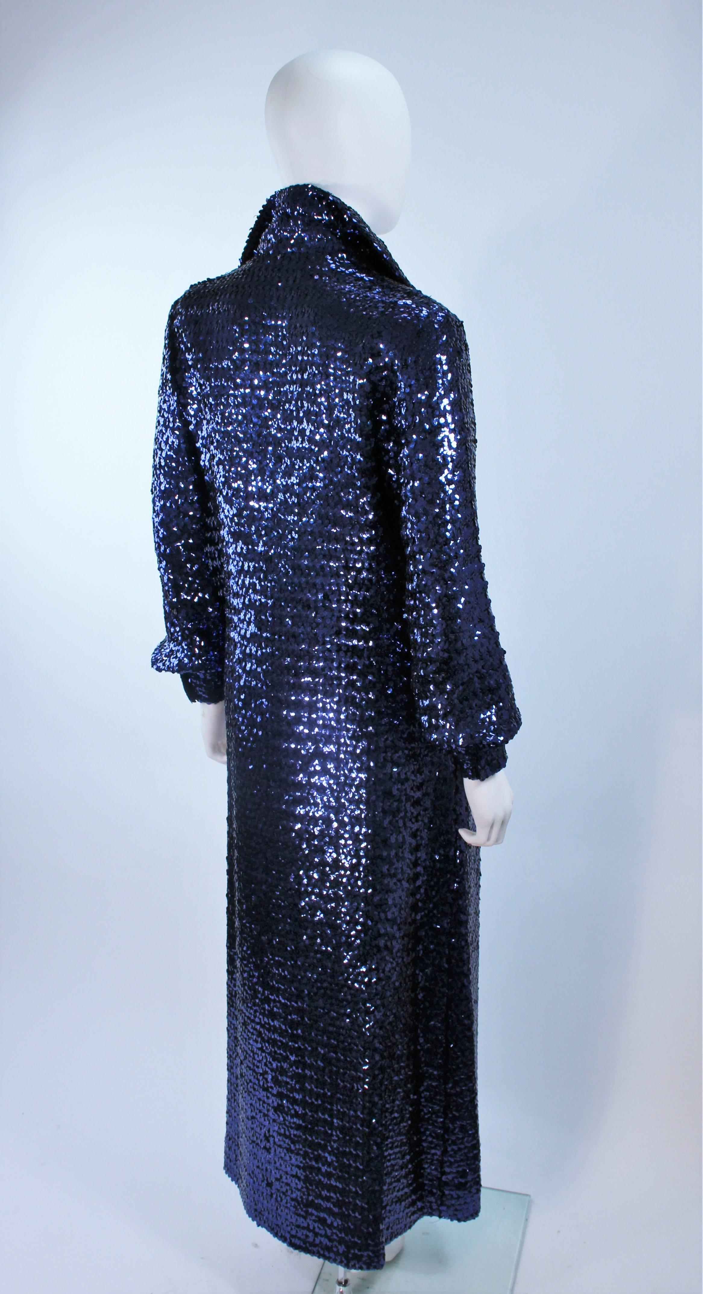 Vintage JILL RICHARDS Full Length Blue Sequin Coat Size 4 6 3