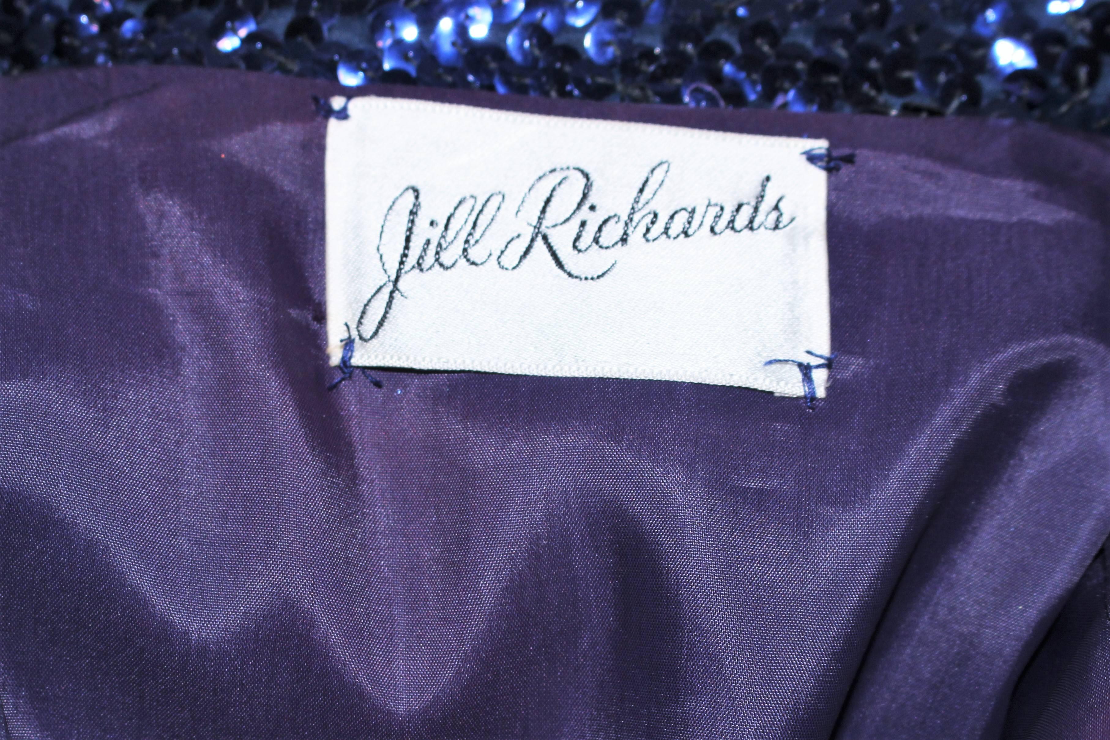Vintage JILL RICHARDS Full Length Blue Sequin Coat Size 4 6 5