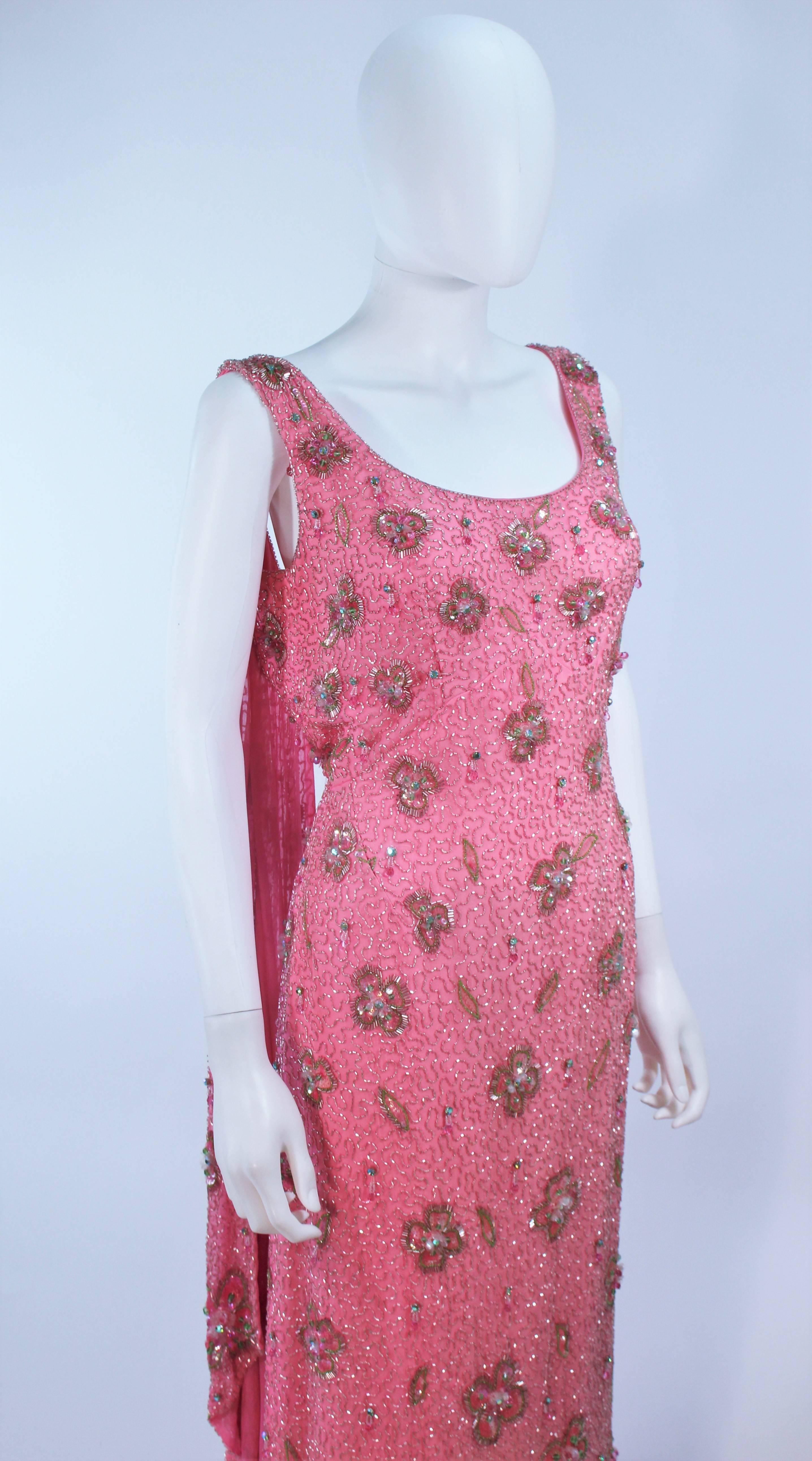 MAXWELL SHIEFF 1950's Pink Heavily Embellished Drape Gown Size 2 4  For Sale 1