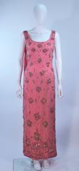 MAXWELL SHIEFF 1950's Pink Heavily Embellished Drape Gown Size 2 4