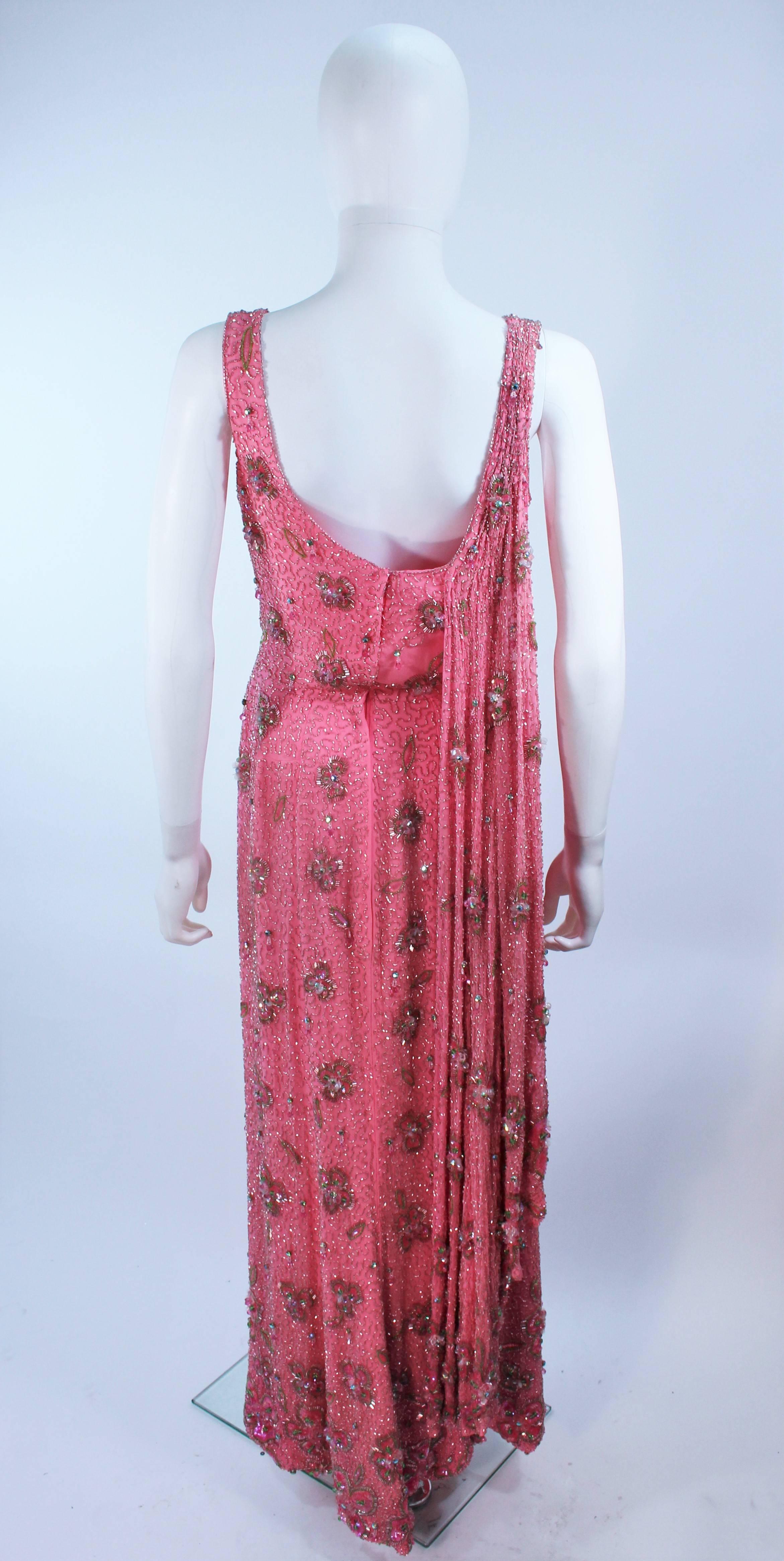 MAXWELL SHIEFF 1950's Pink Heavily Embellished Drape Gown Size 2 4  For Sale 5