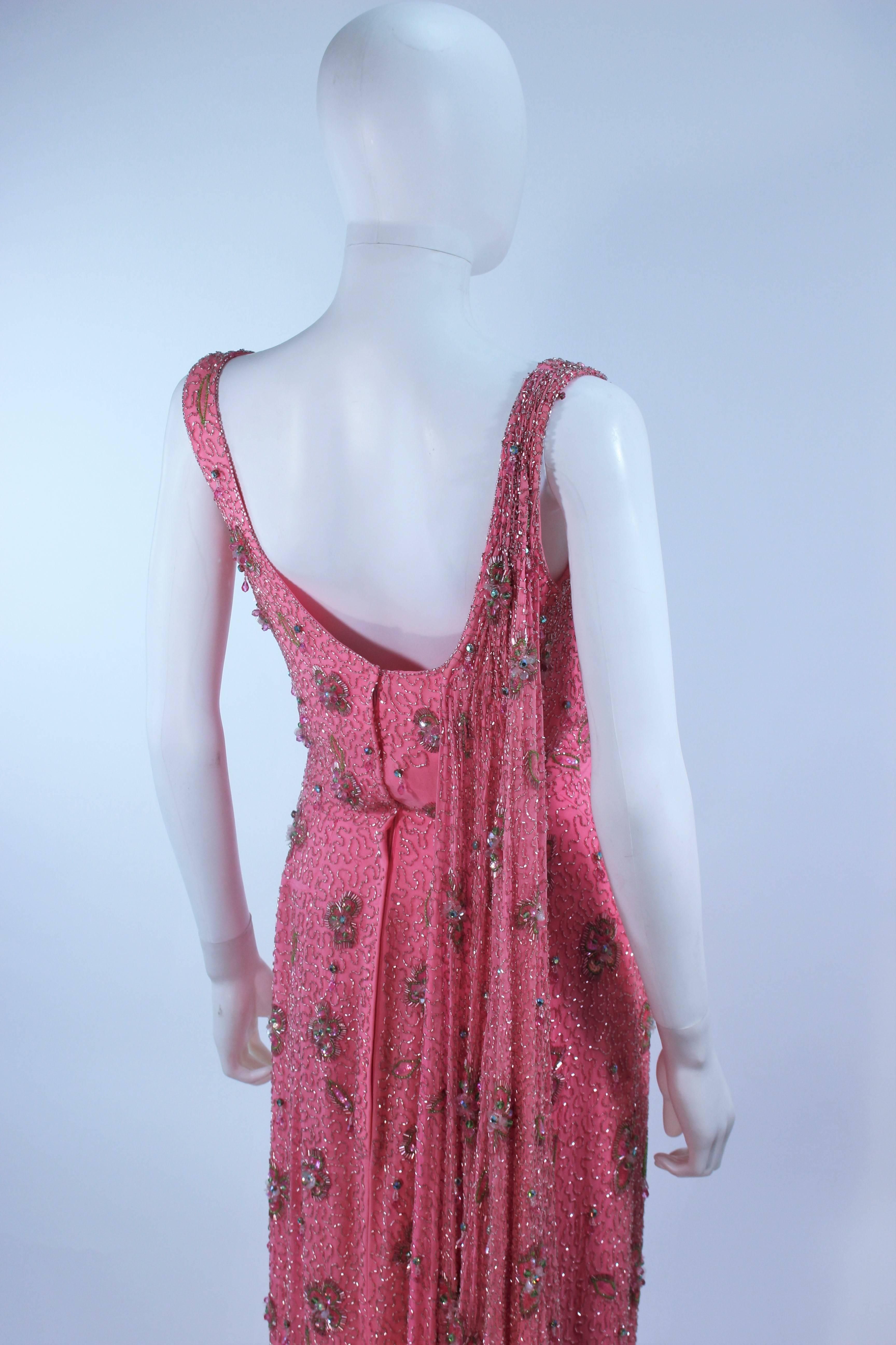 MAXWELL SHIEFF 1950's Pink Heavily Embellished Drape Gown Size 2 4  For Sale 4