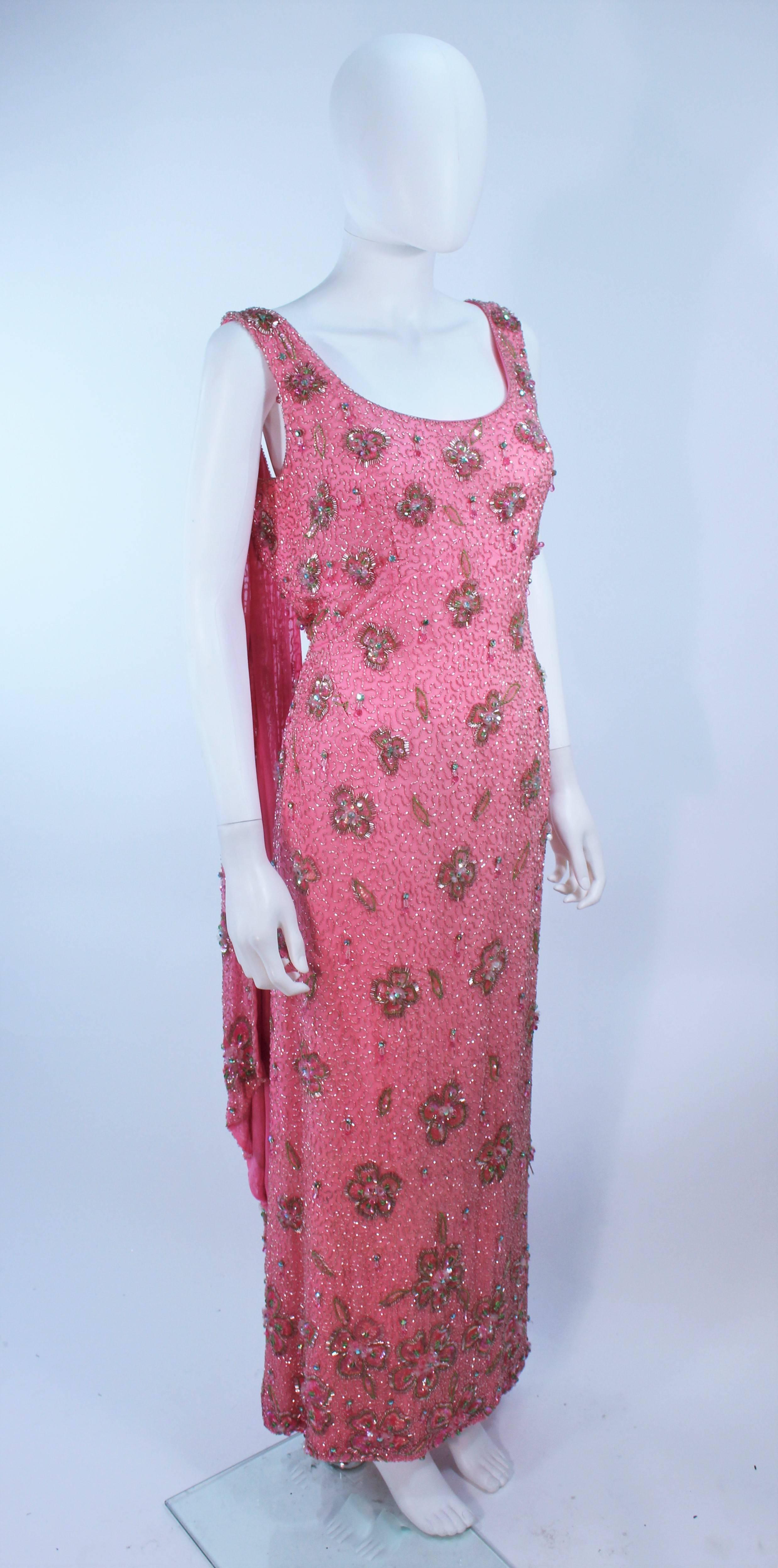 Women's MAXWELL SHIEFF 1950's Pink Heavily Embellished Drape Gown Size 2 4  For Sale