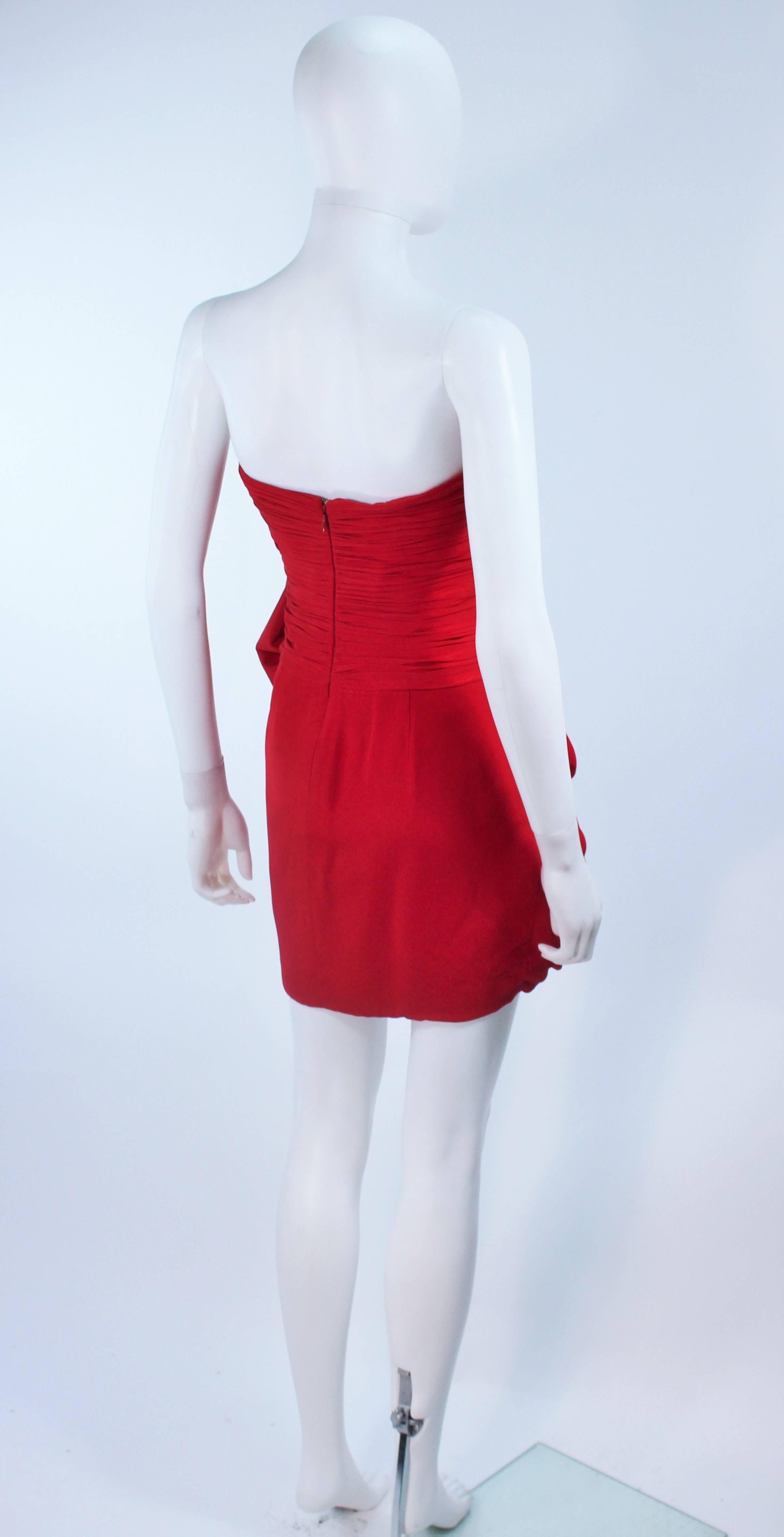 MARCHESA NOTTE Lipstick Red Cocktail Dress with Bow Size 6 For Sale 1