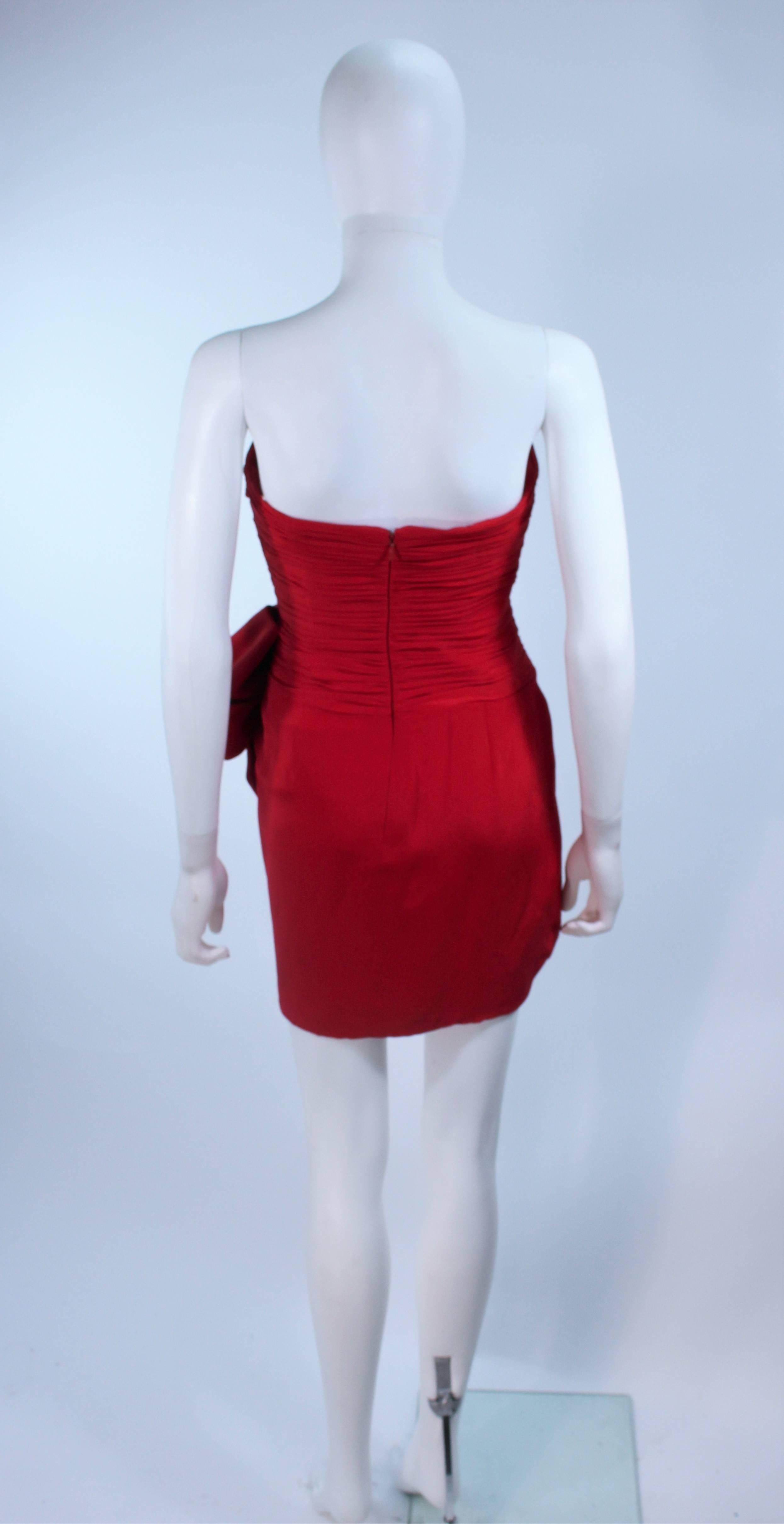 MARCHESA NOTTE Lipstick Red Cocktail Dress with Bow Size 6 For Sale 2