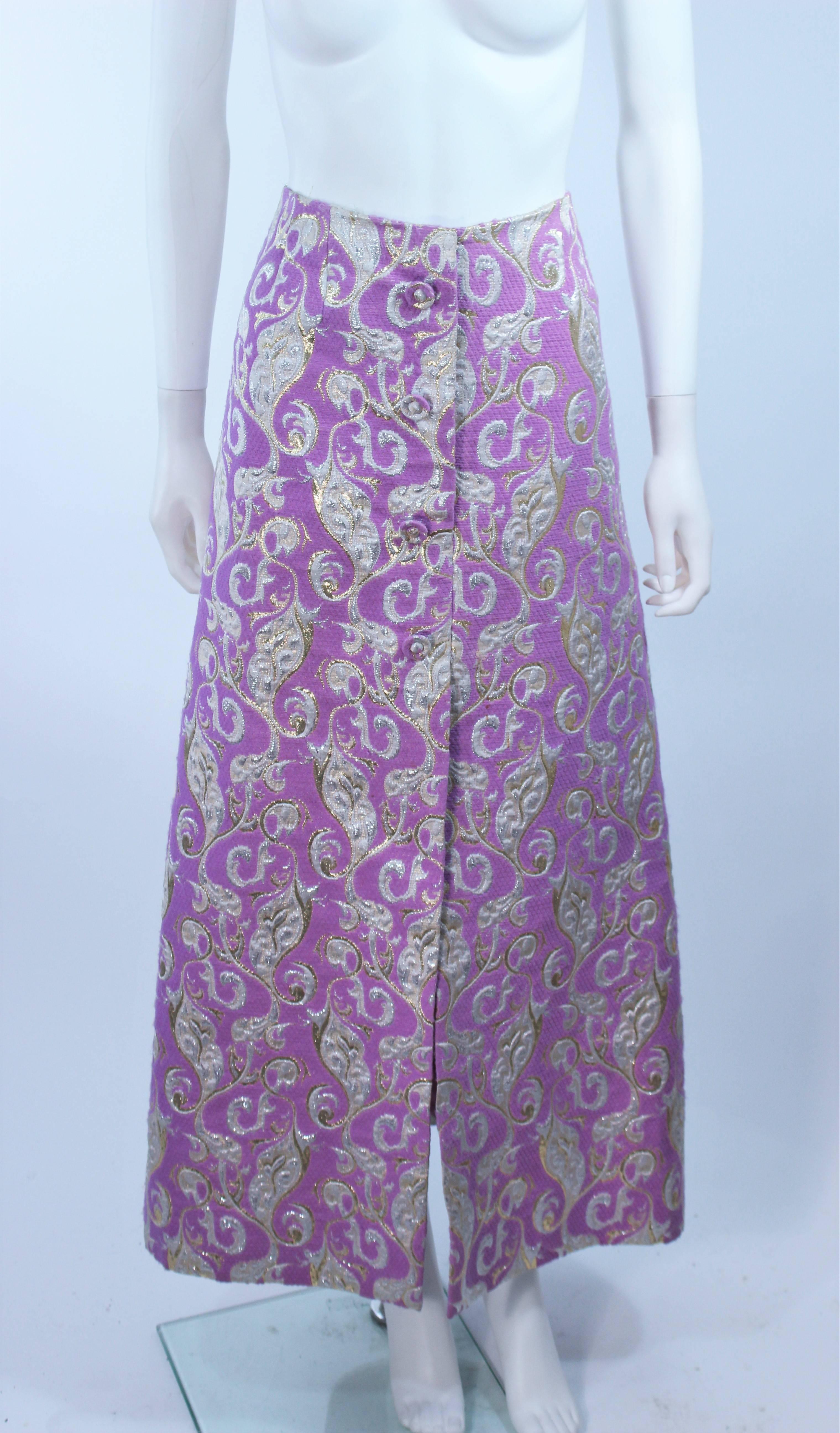 Purple 1960's Wool Metallic Brocade Ensemble with Maxi Skirt Size 10 For Sale 5