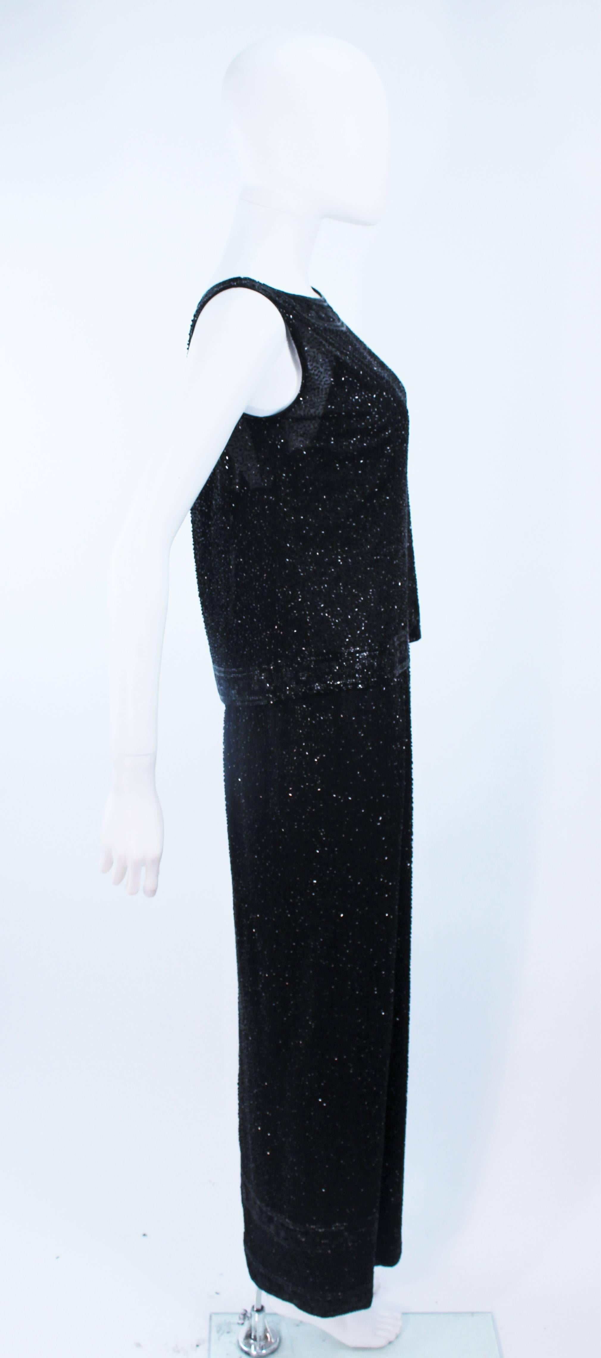 CEIL CHAPMAN Black Beaded Two Piece Evening Gown Size 4 6 For Sale 1