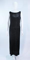 CEIL CHAPMAN Black Beaded Two Piece Evening Gown Size 4 6