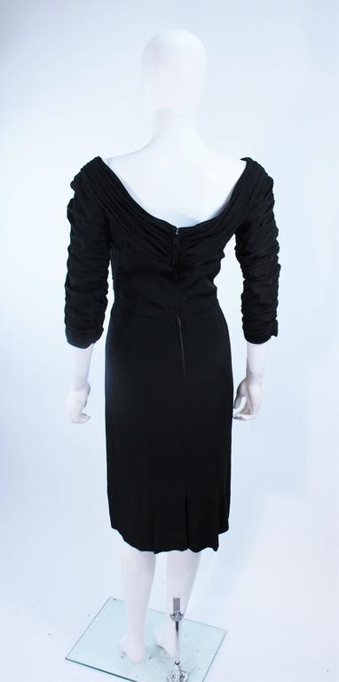CEIL CHAPMAN Black Gathered Cocktail Dress Size 4 6  For Sale 5
