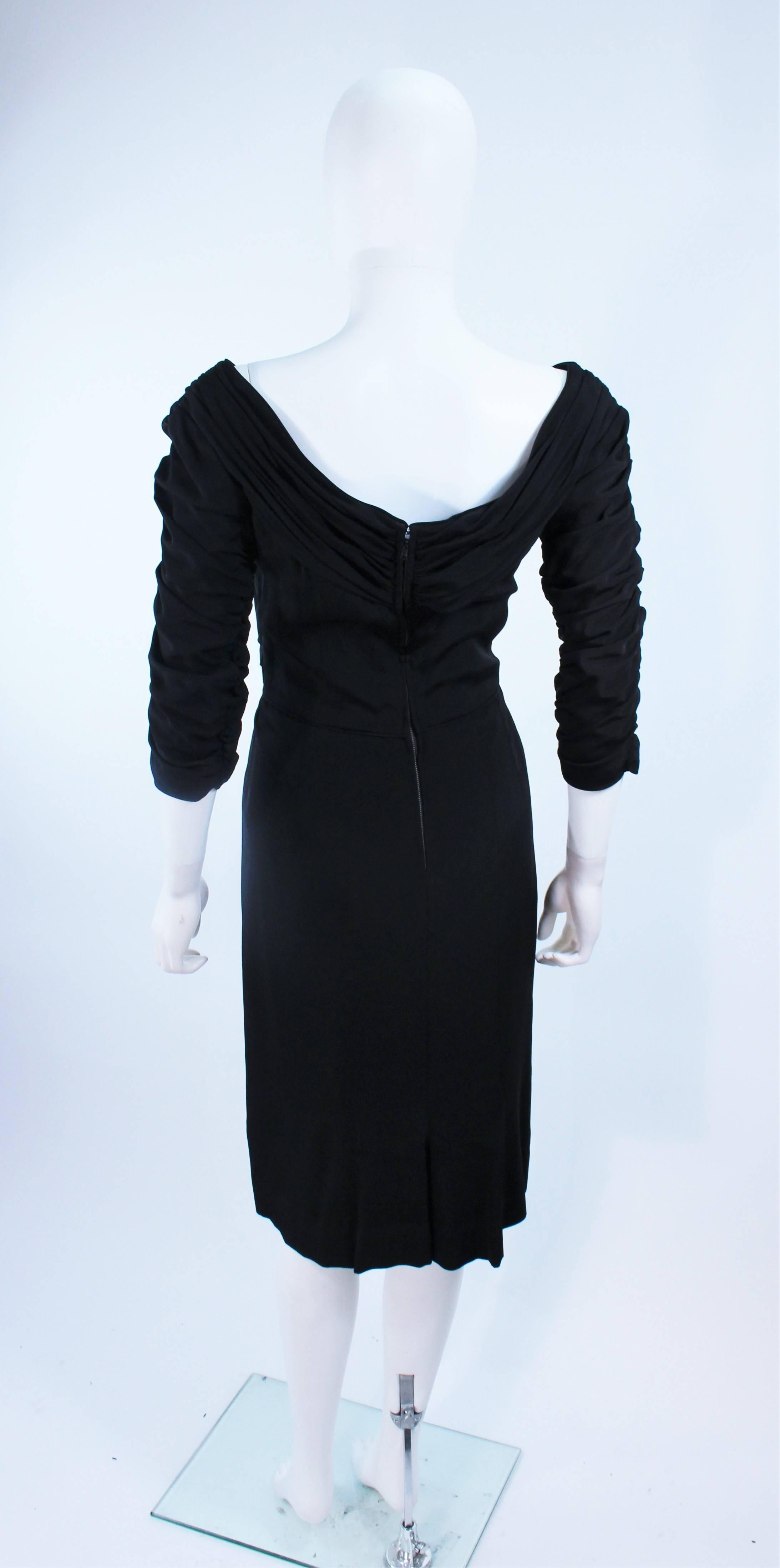 CEIL CHAPMAN Vestido de cóctel negro fruncido Talla 4 6 en venta 4