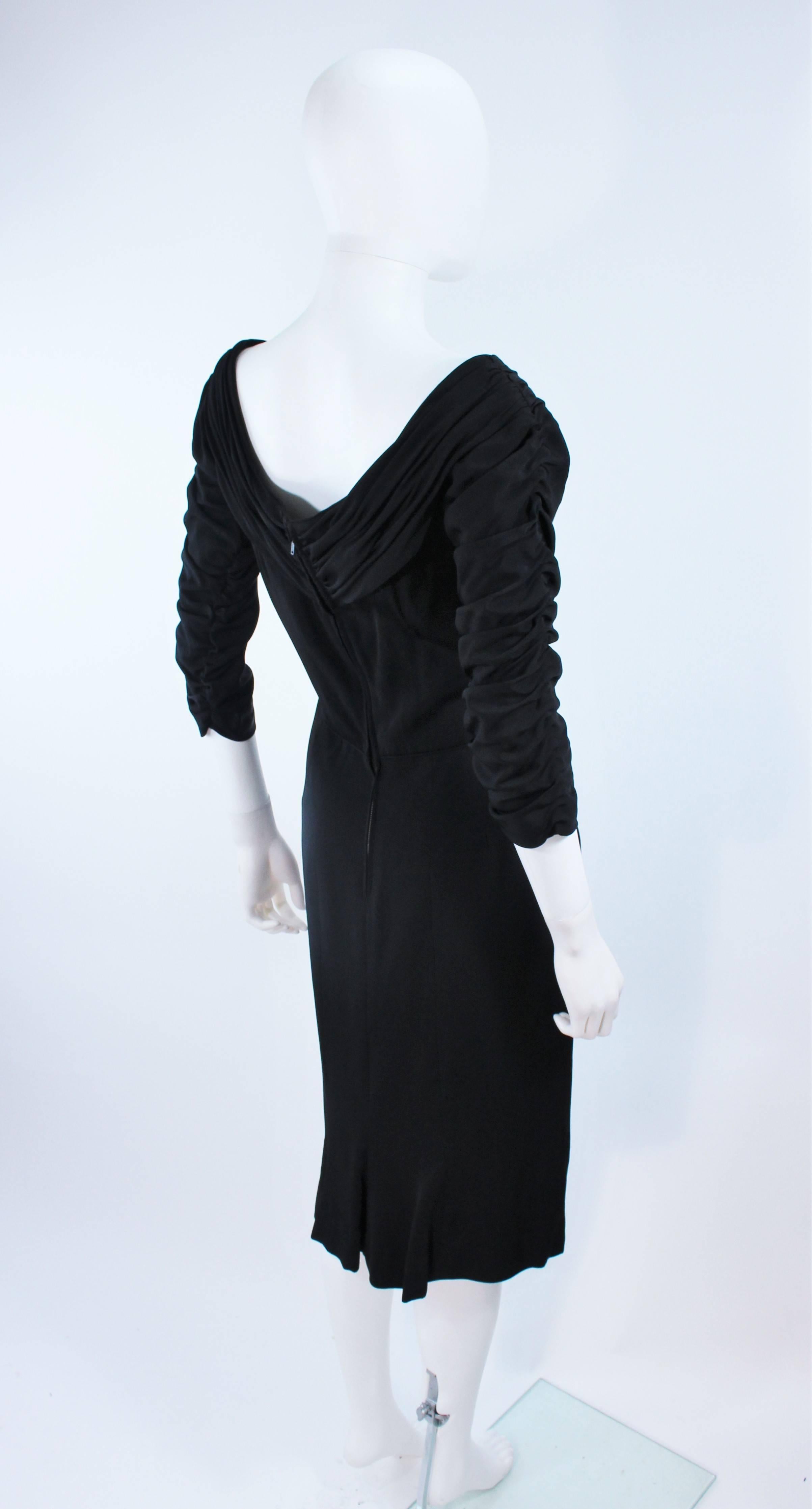 CEIL CHAPMAN Black Gathered Cocktail Dress Size 4 6  For Sale 2