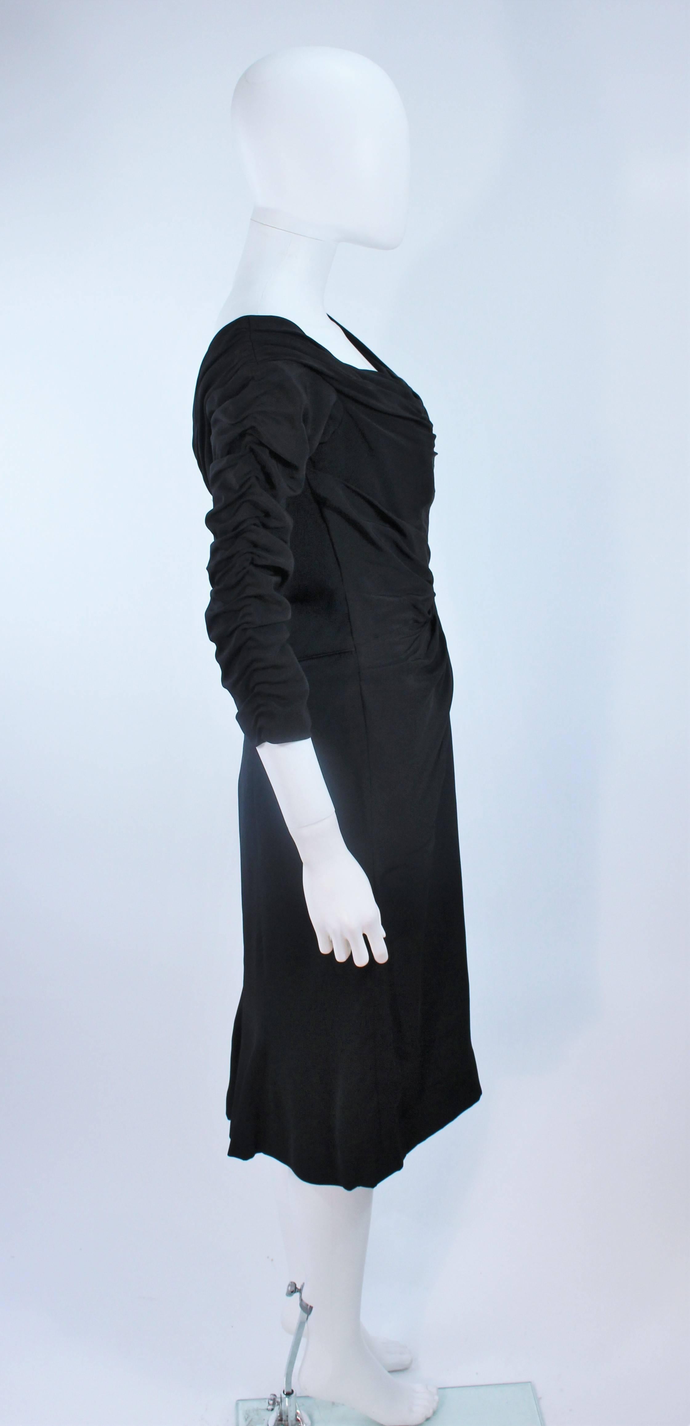 CEIL CHAPMAN Black Gathered Cocktail Dress Size 4 6  For Sale 1