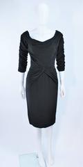 CEIL CHAPMAN Black Gathered Cocktail Dress Size 4 6