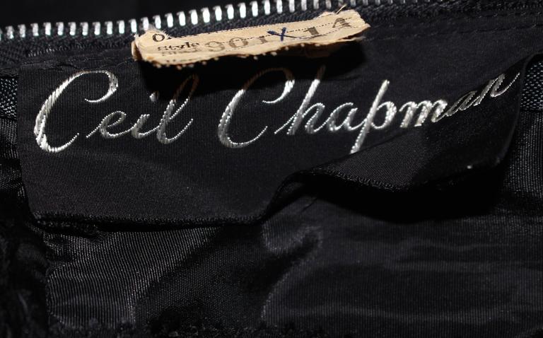 CEIL CHAPMAN Black Gathered Cocktail Dress Size 4 6  For Sale 6