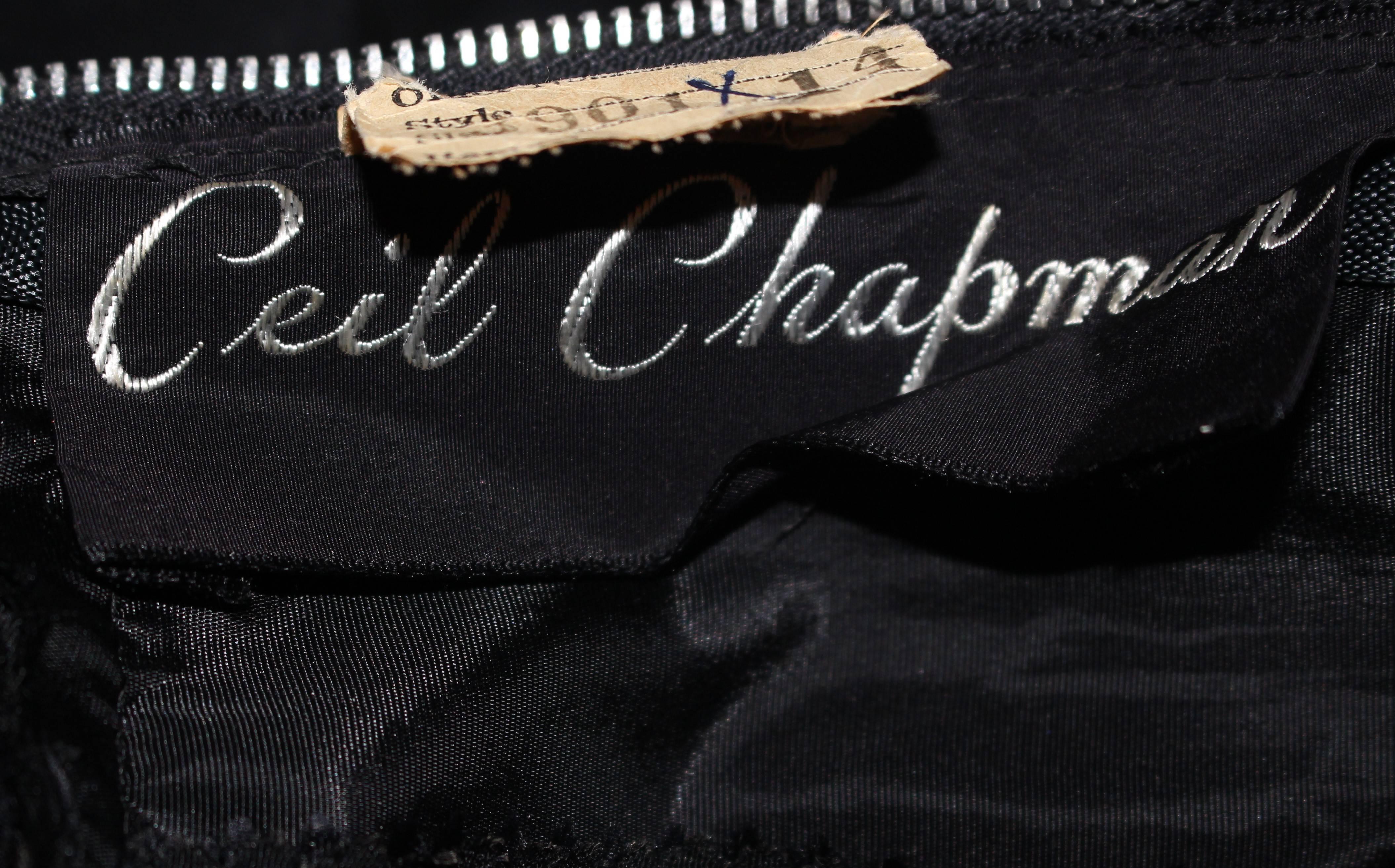 CEIL CHAPMAN Black Gathered Cocktail Dress Size 4 6  For Sale 4