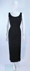 PIARA 1960's Black Beaded Crepe Gown Size 8