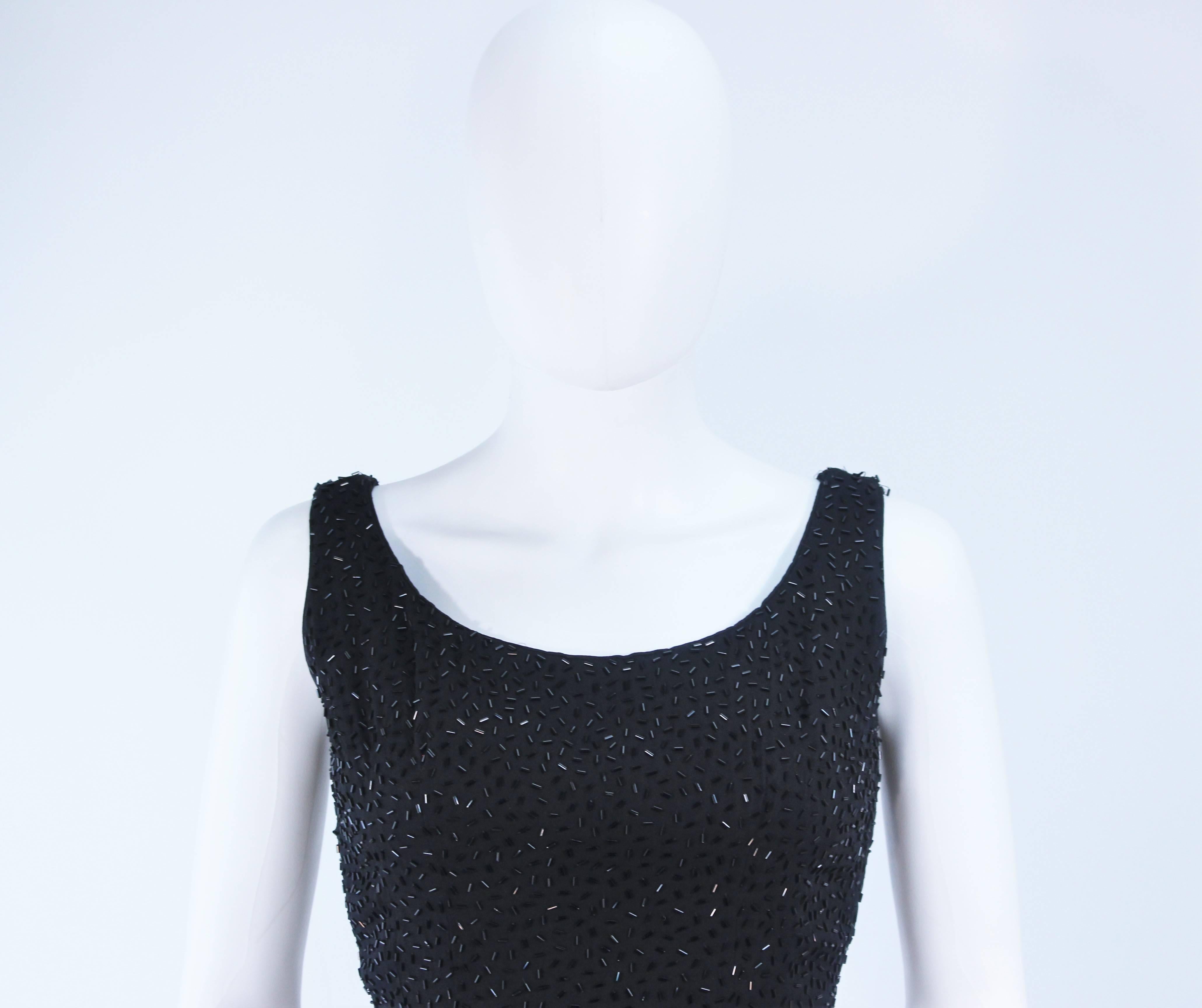 Women's PIARA 1960's Black Beaded Crepe Gown Size 8 For Sale