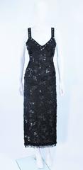 Vintage 1950's Black Floral Beaded Gown Size 8