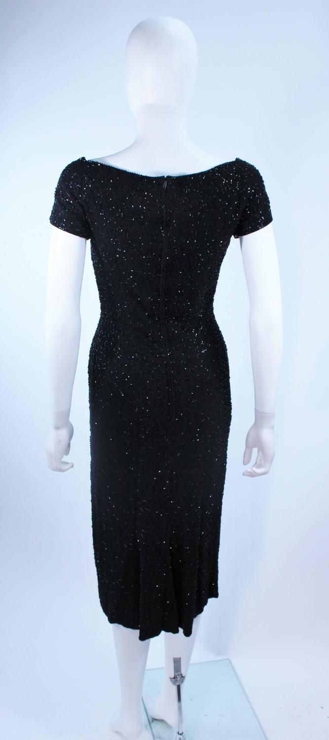 CEIL CHAPMAN Black Beaded Cocktail Dress with Square Neckline Size 2 ...