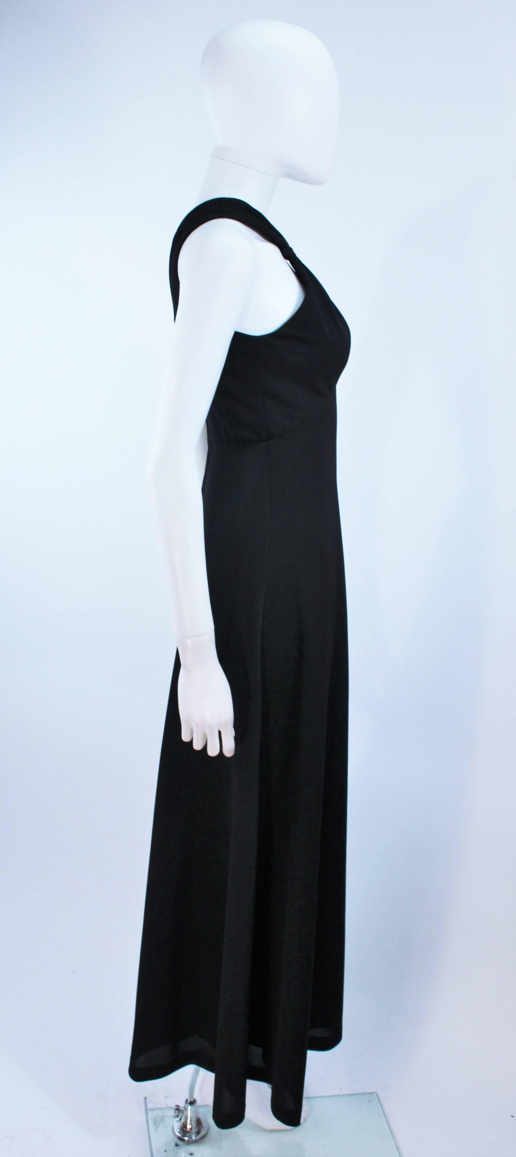LEO NARDUCCI 1970's Criss Cross Black Wool Jumpsuit Size 4  For Sale 2
