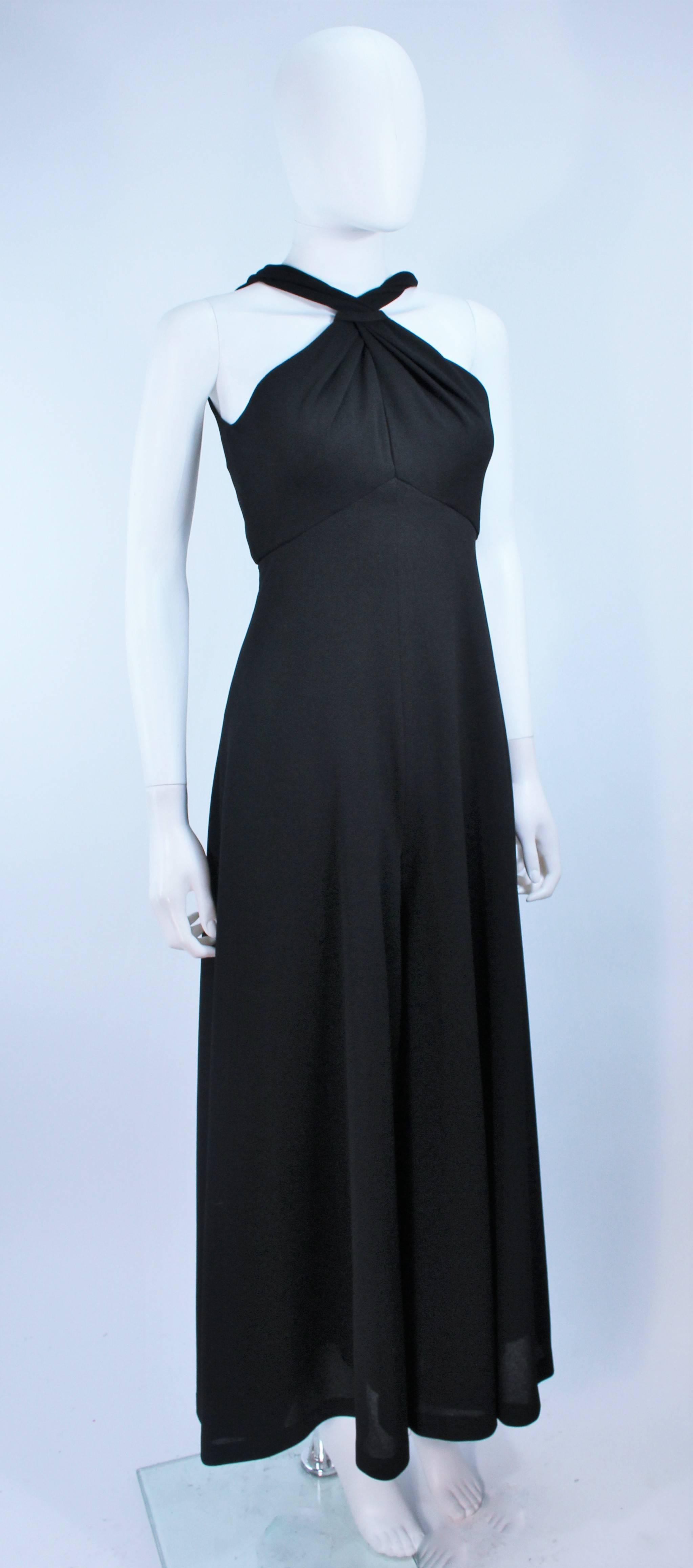 LEO NARDUCCI Combinaison en laine noire à croix croisées des années 1970 Taille 4 Pour femmes en vente