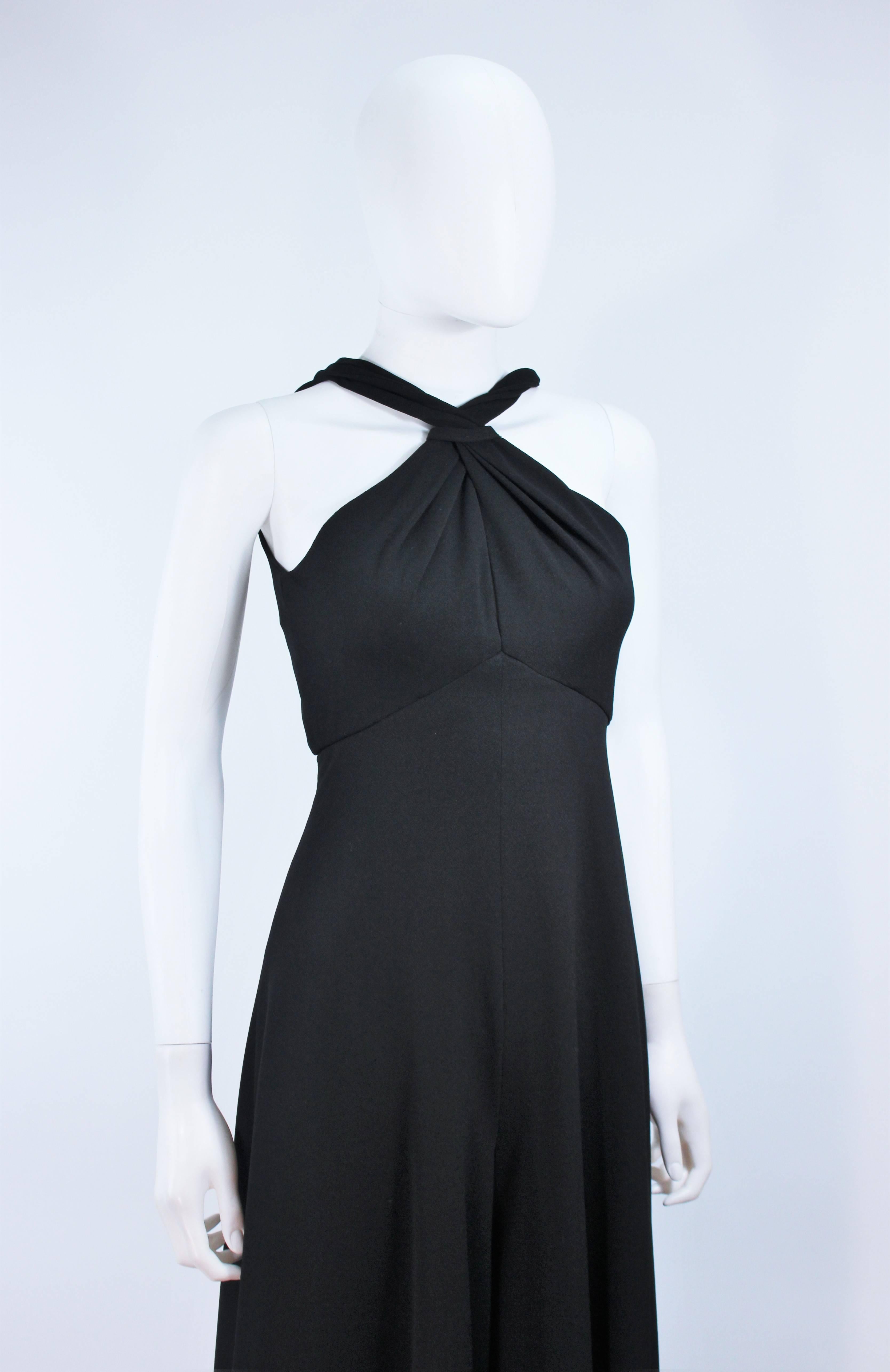 LEO NARDUCCI 1970's Criss Cross Black Wool Jumpsuit Size 4  For Sale 1