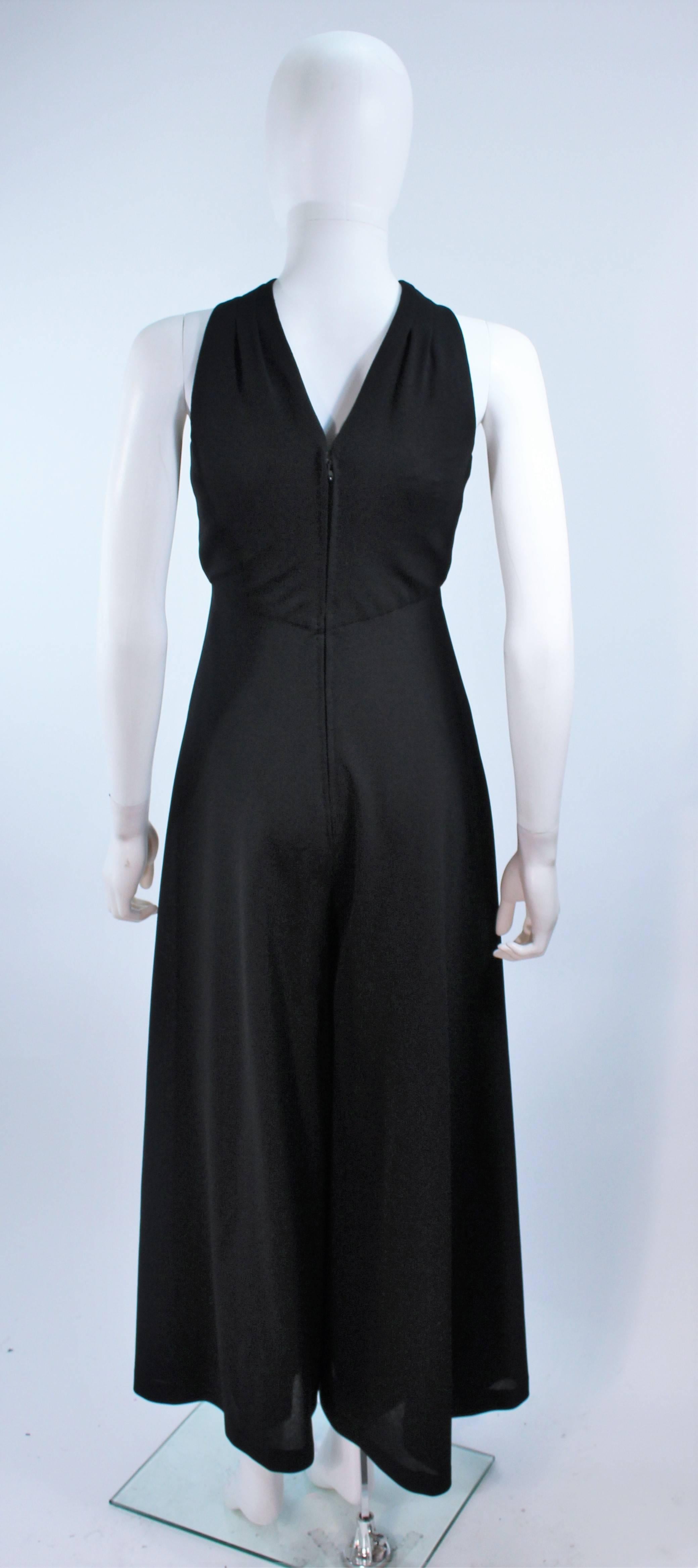 LEO NARDUCCI Combinaison en laine noire à croix croisées des années 1970 Taille 4 en vente 4