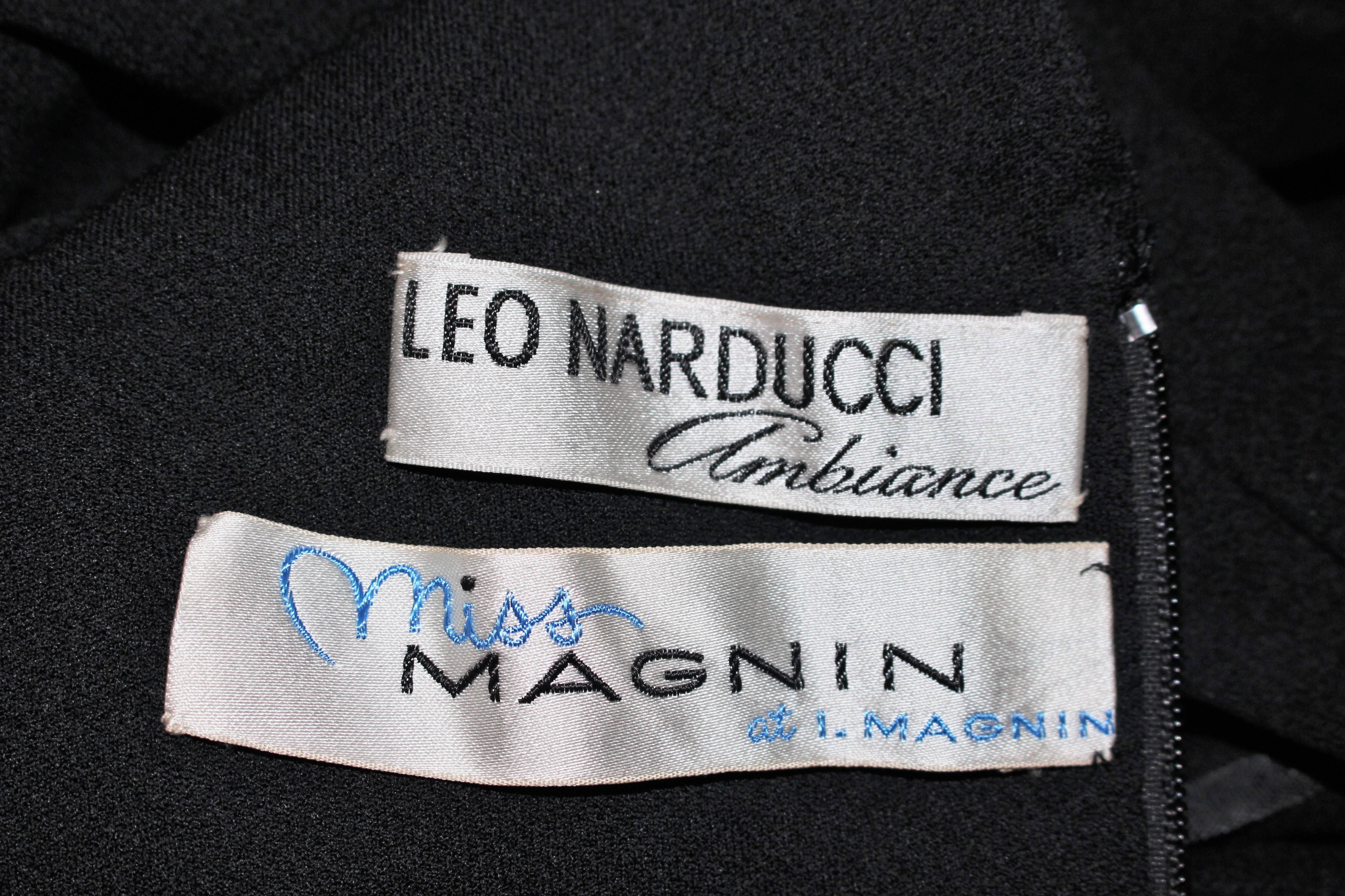 LEO NARDUCCI Combinaison en laine noire à croix croisées des années 1970 Taille 4 en vente 5