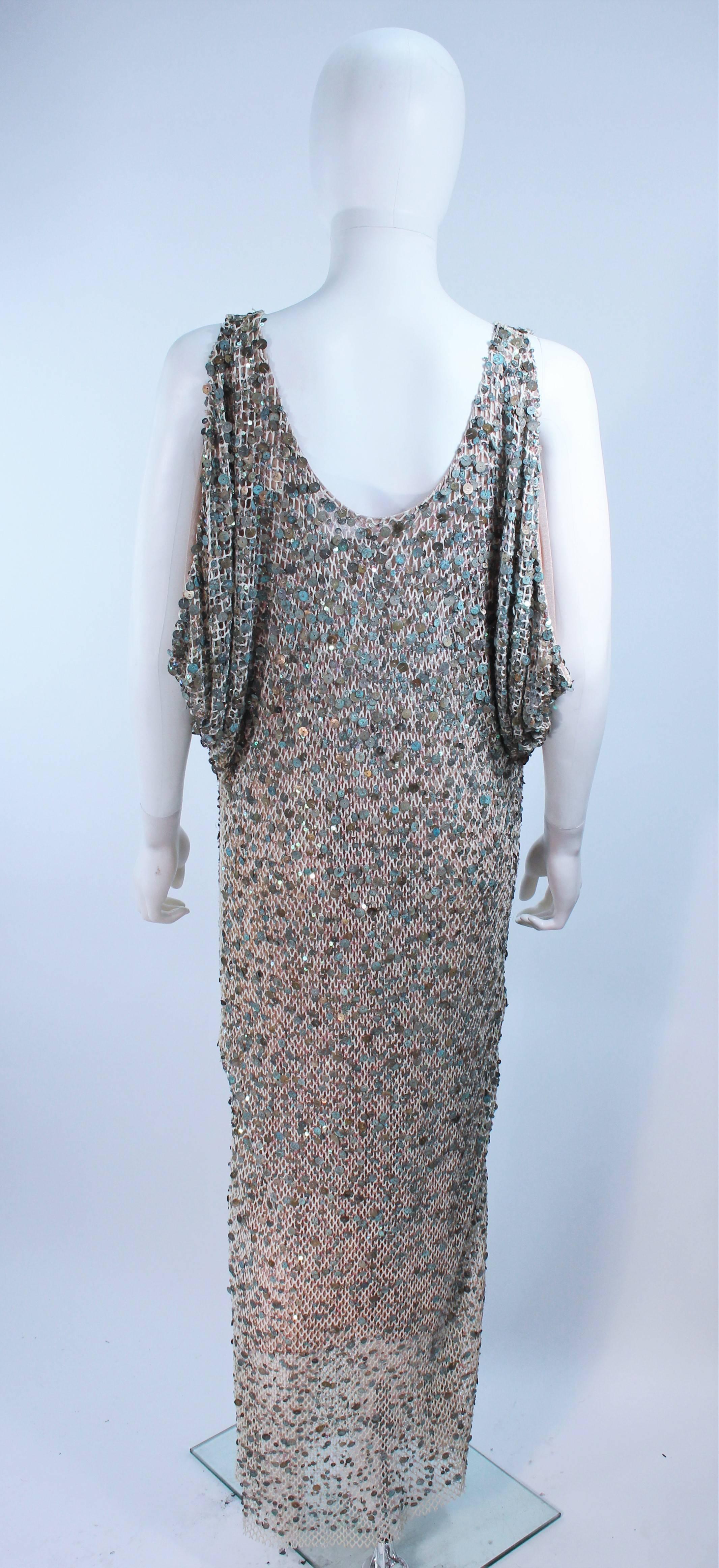 Heike Jarick Weathered Paillettes Full Length Dress Size 12 For Sale 1