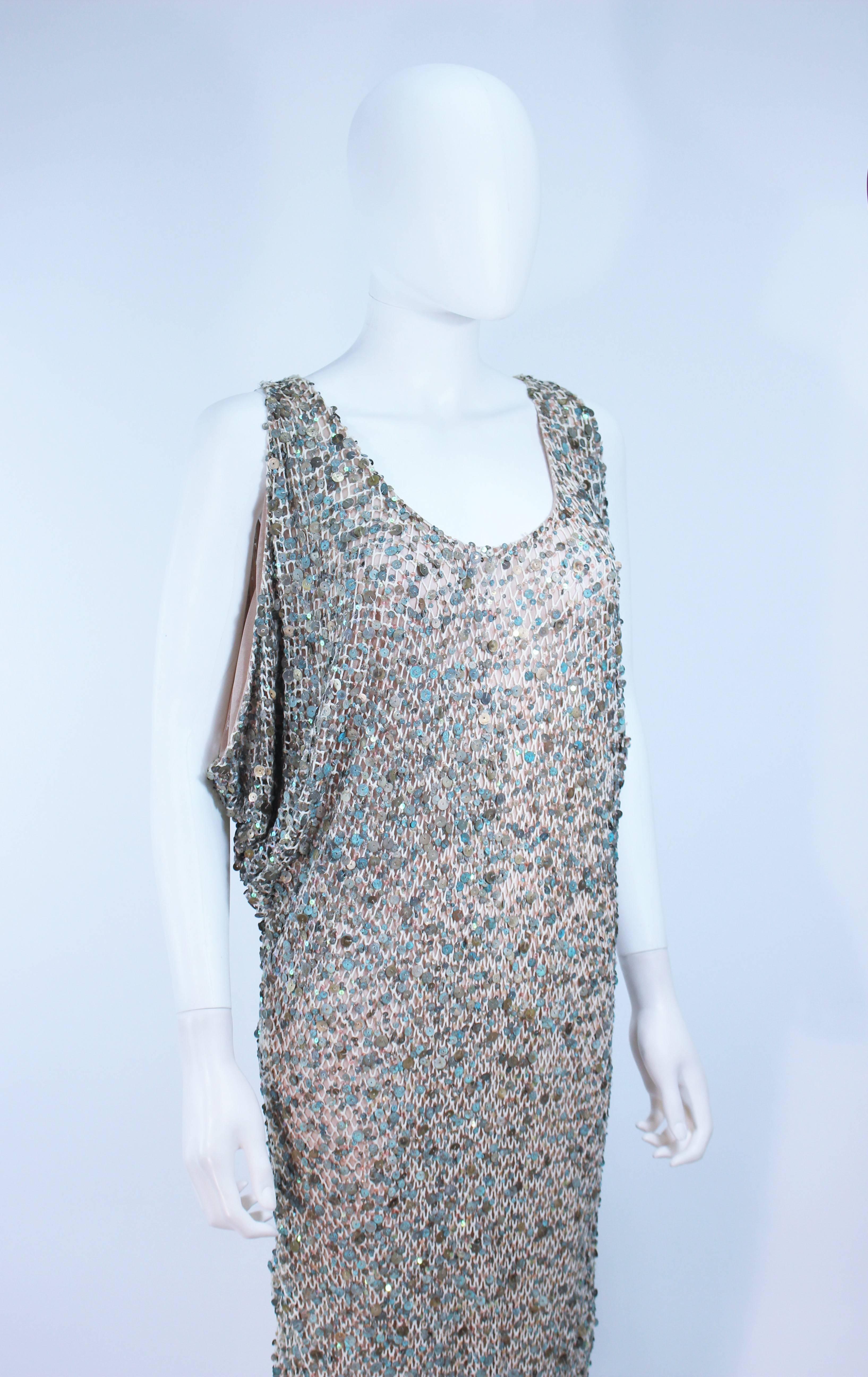 Gray Heike Jarick Weathered Paillettes Full Length Dress Size 12 For Sale
