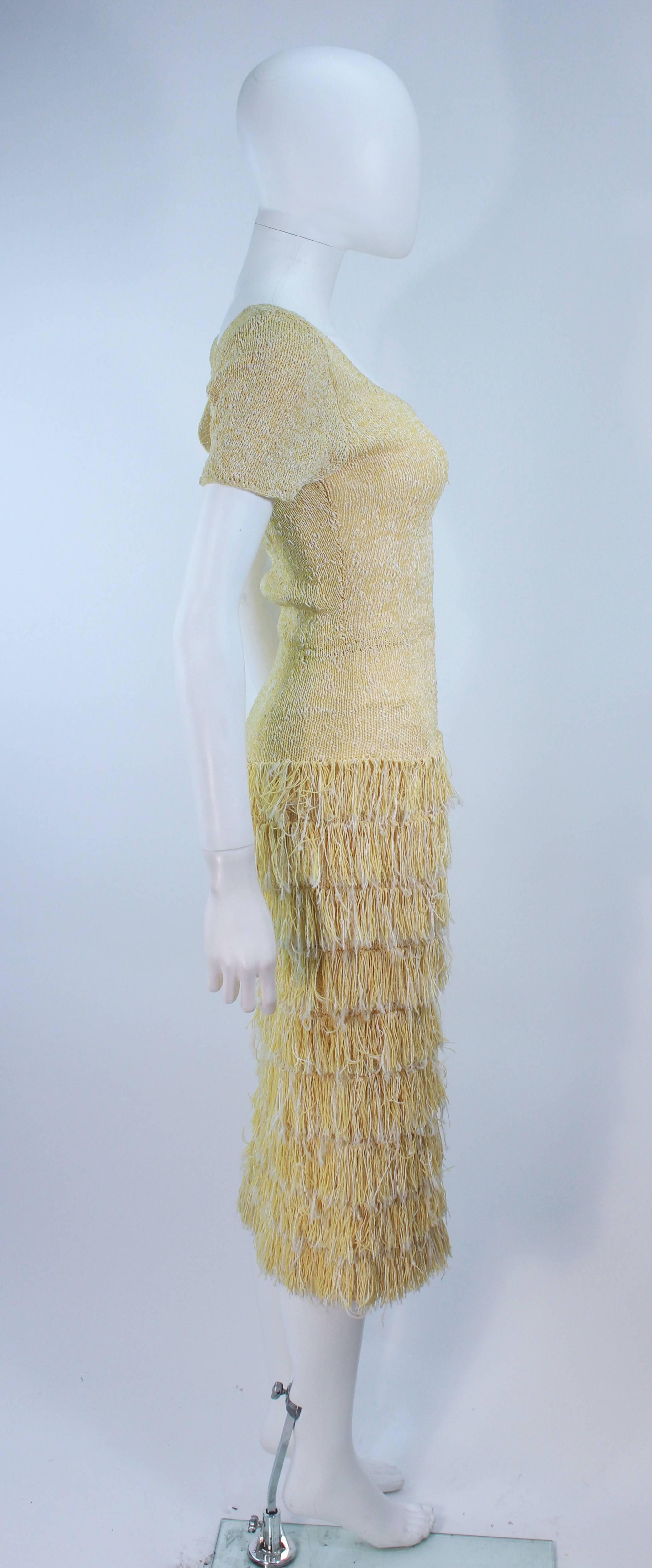 SYDNEY'S Beverly Hills Yellow Hand Knit Cocktail Dress with Fringe Size 2 4 2