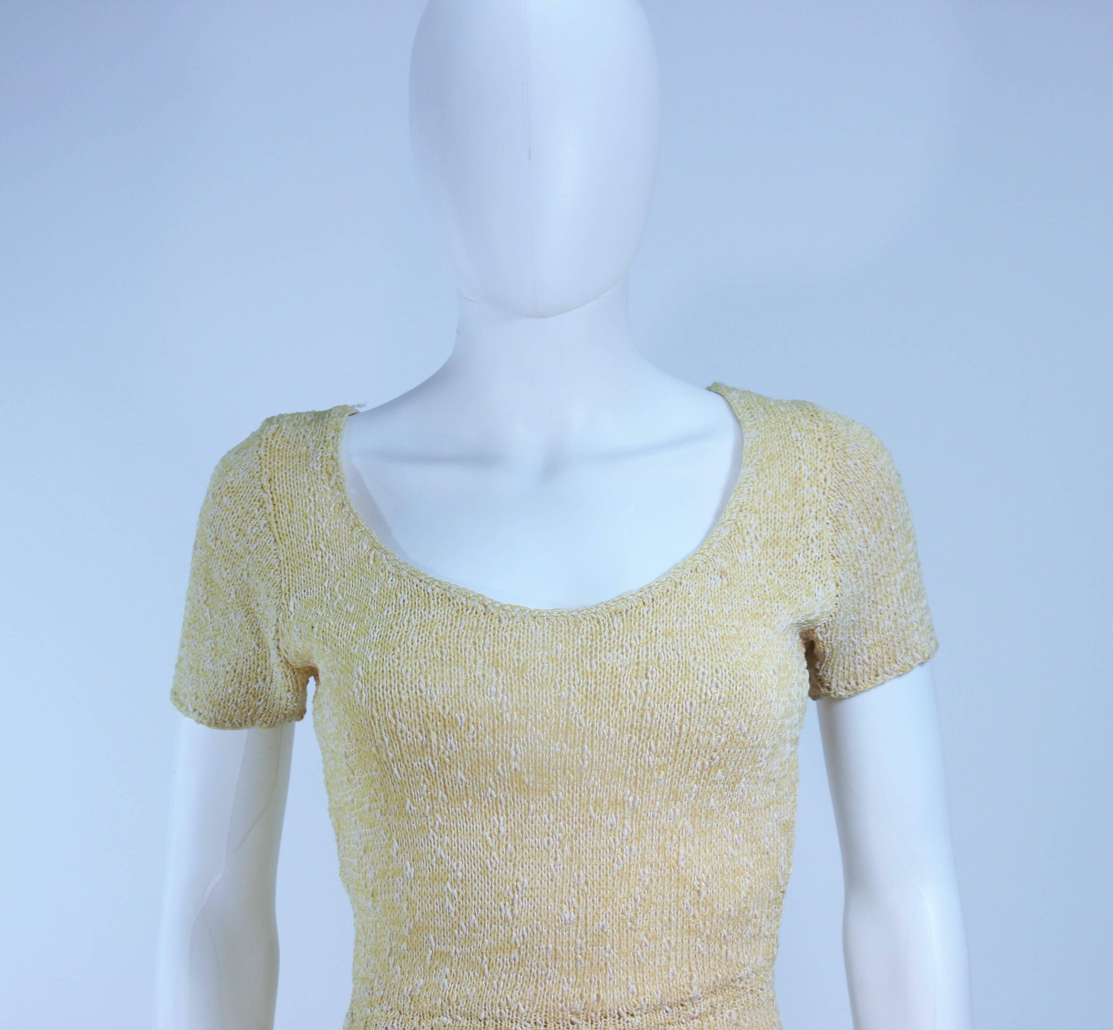 SYDNEY'S Beverly Hills Yellow Hand Knit Cocktail Dress with Fringe Size 2 4 In Excellent Condition In Los Angeles, CA