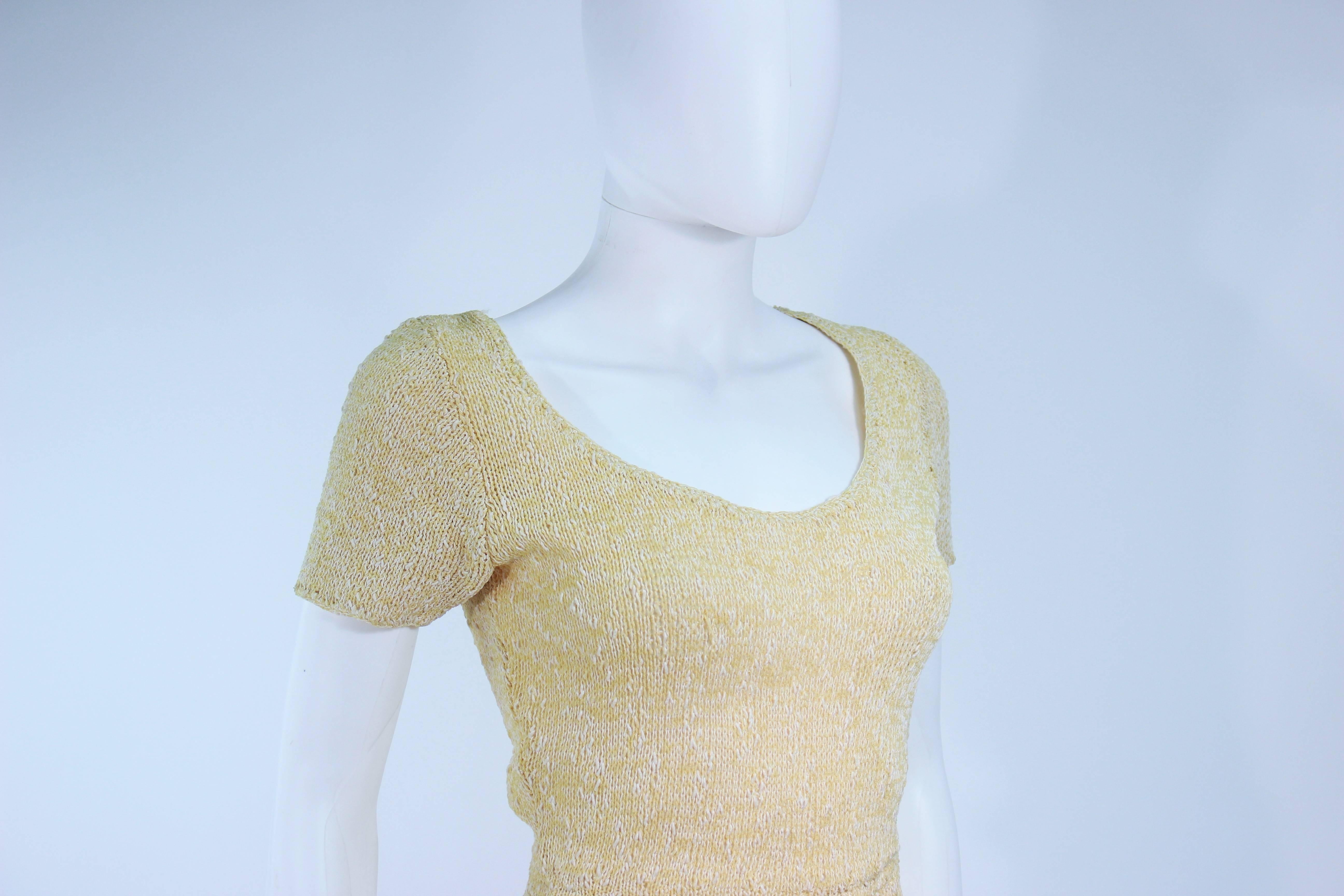 SYDNEY'S Beverly Hills Yellow Hand Knit Cocktail Dress with Fringe Size 2 4 1