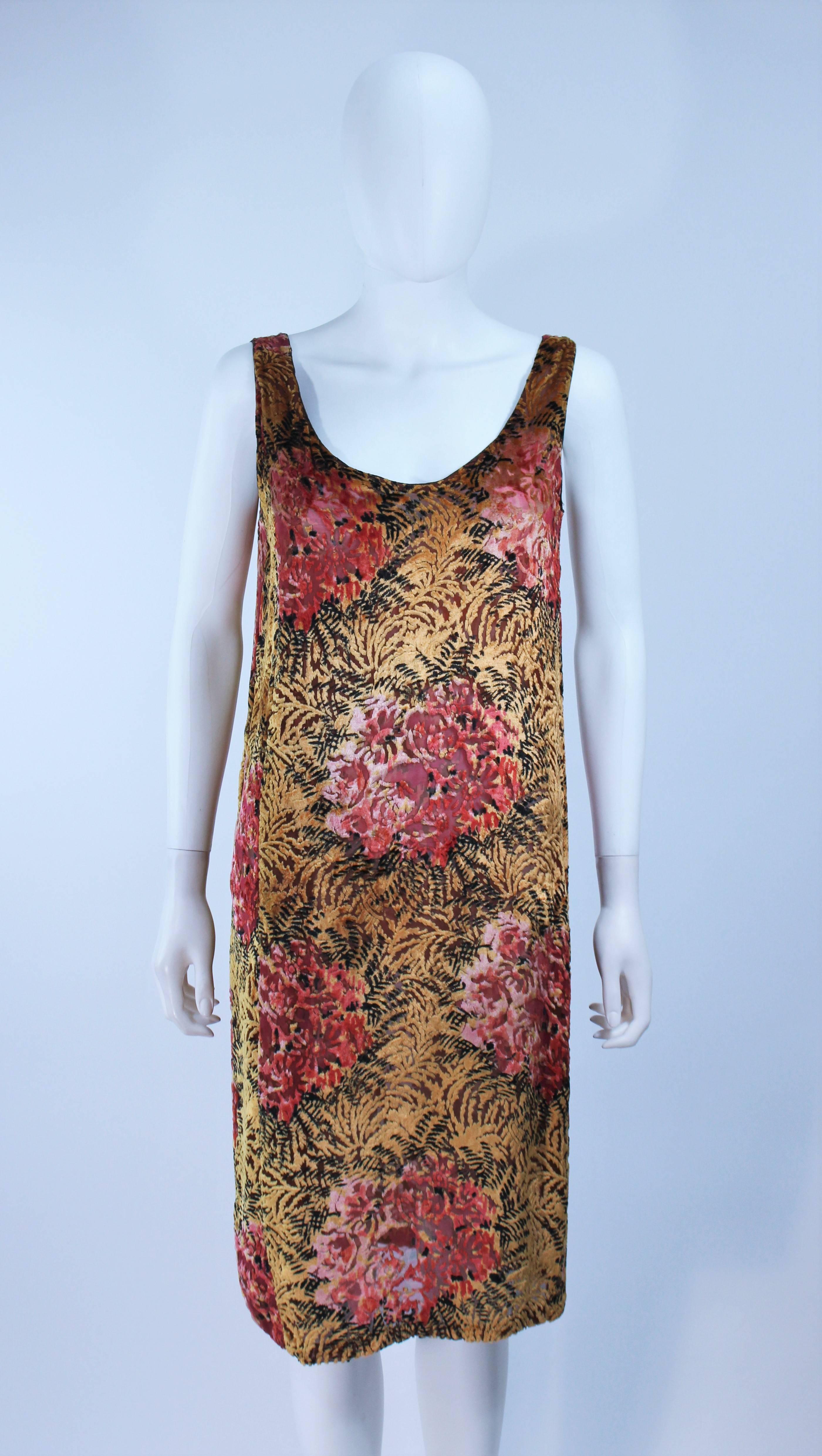 Brown Handmade 1940's floral Pattern Velvet Cocktail Dress Size 4 6 For Sale