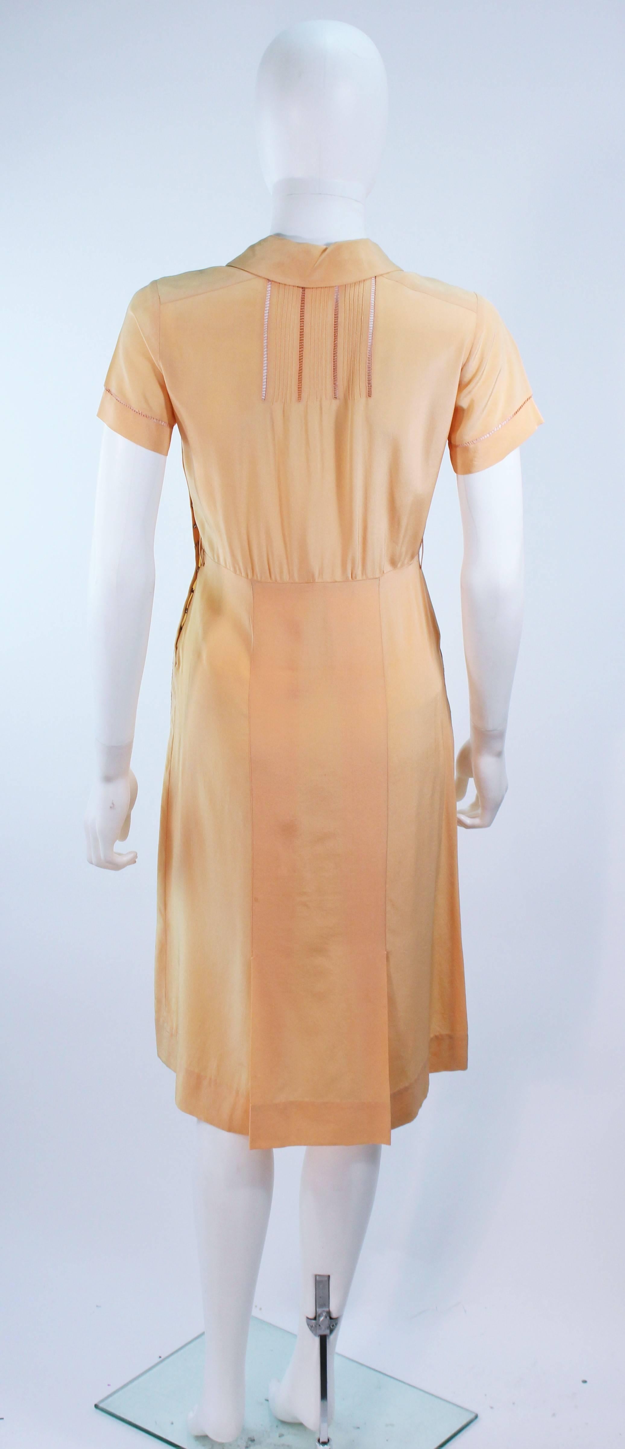 Vintage 1940's Apricot Silk Day Dress Size 2 4 For Sale 4
