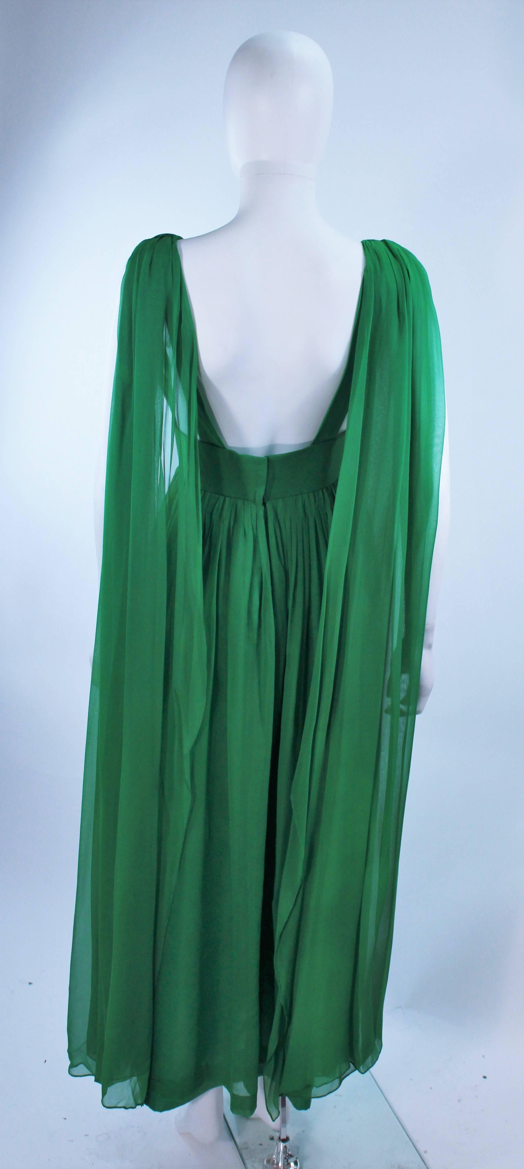 Custom 1950's Green Draped Chiffon Cocktail Dress Size 4 6 3
