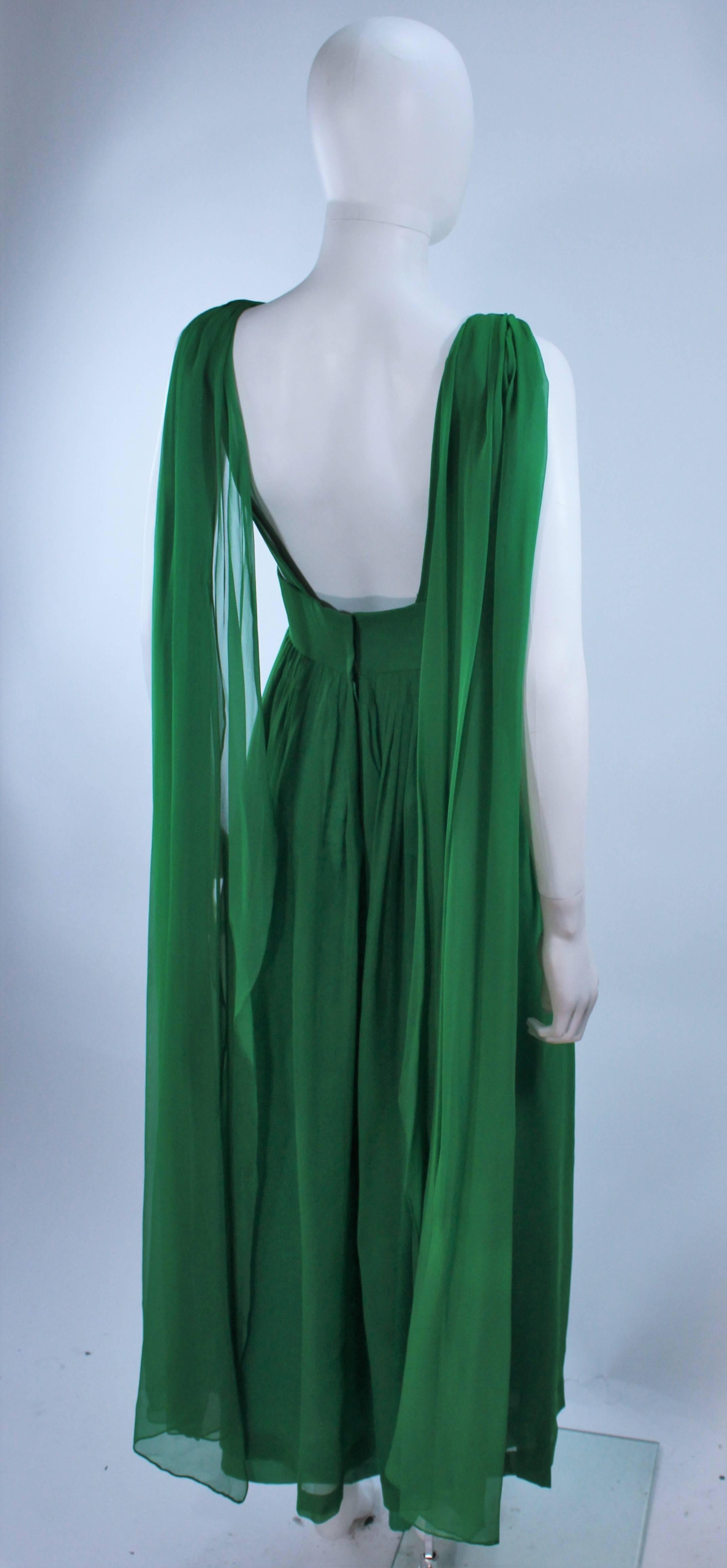 Custom 1950's Green Draped Chiffon Cocktail Dress Size 4 6 2