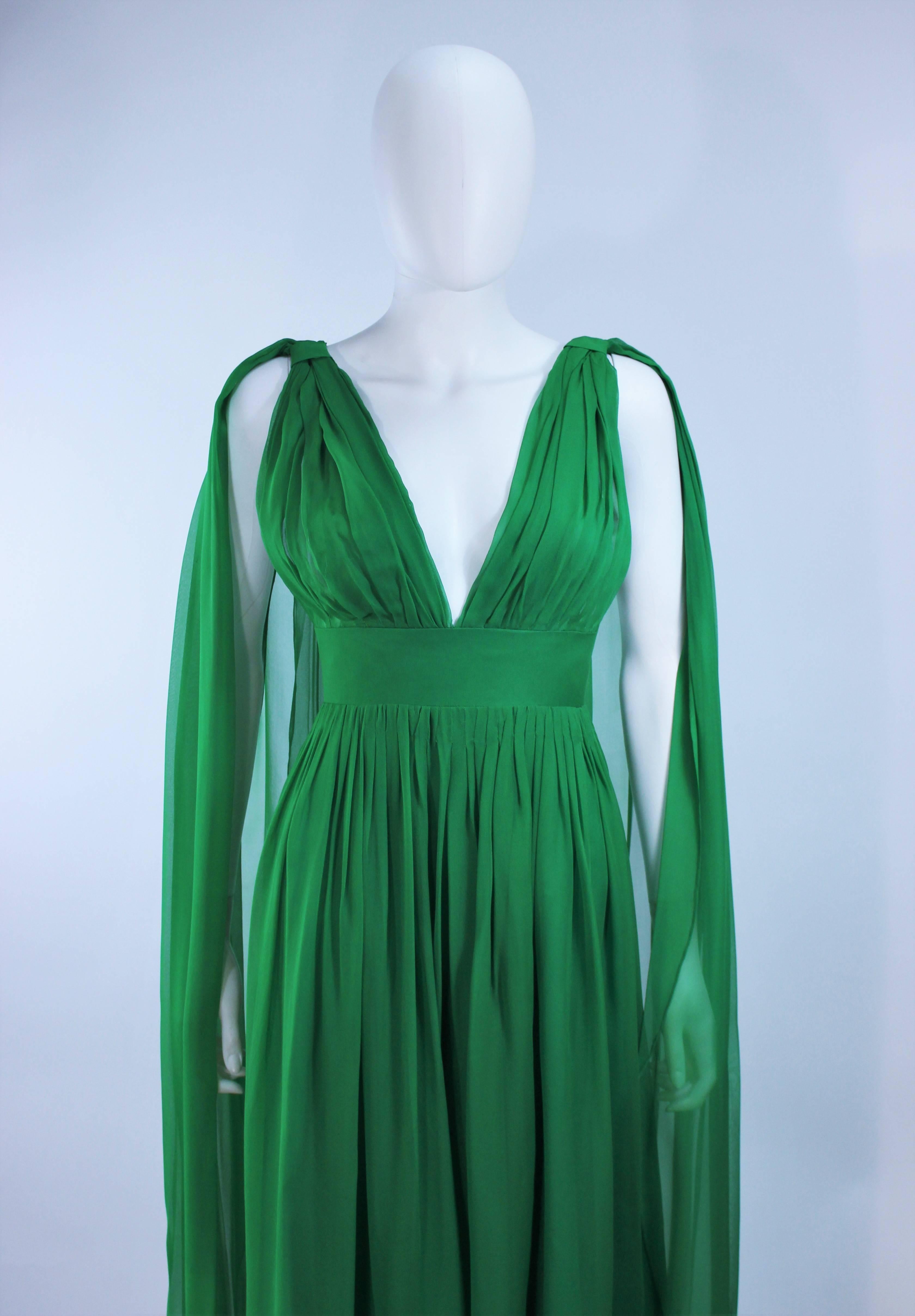 green chiffon dress