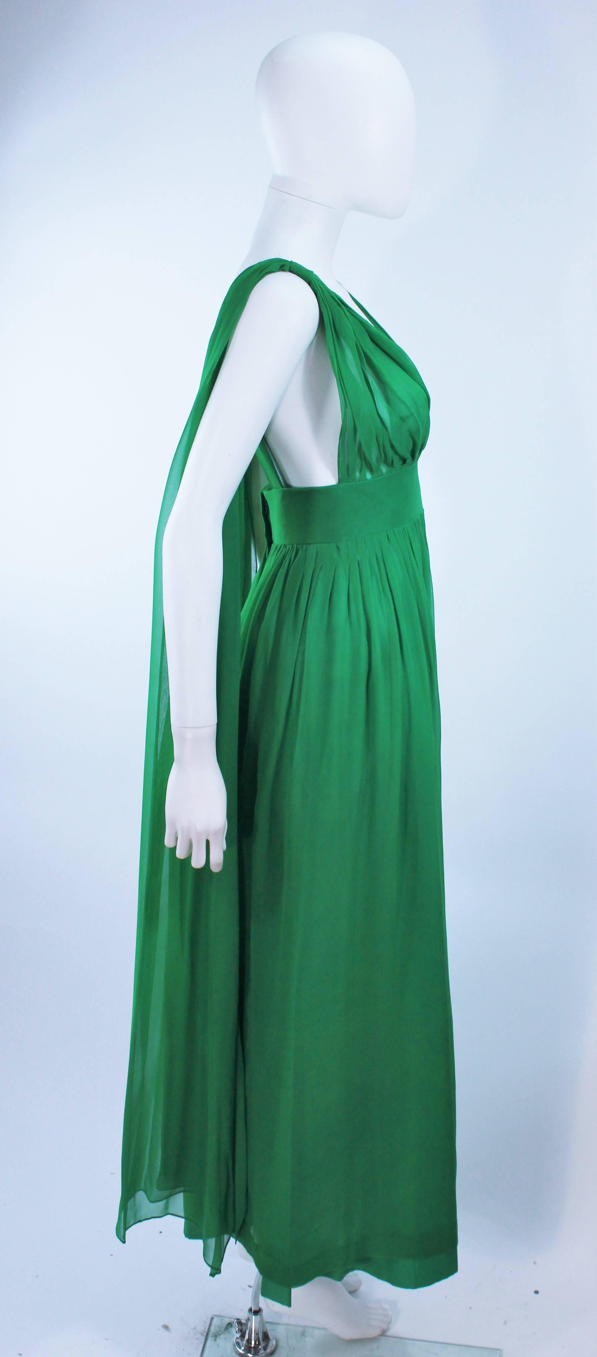 Custom 1950's Green Draped Chiffon Cocktail Dress Size 4 6 1